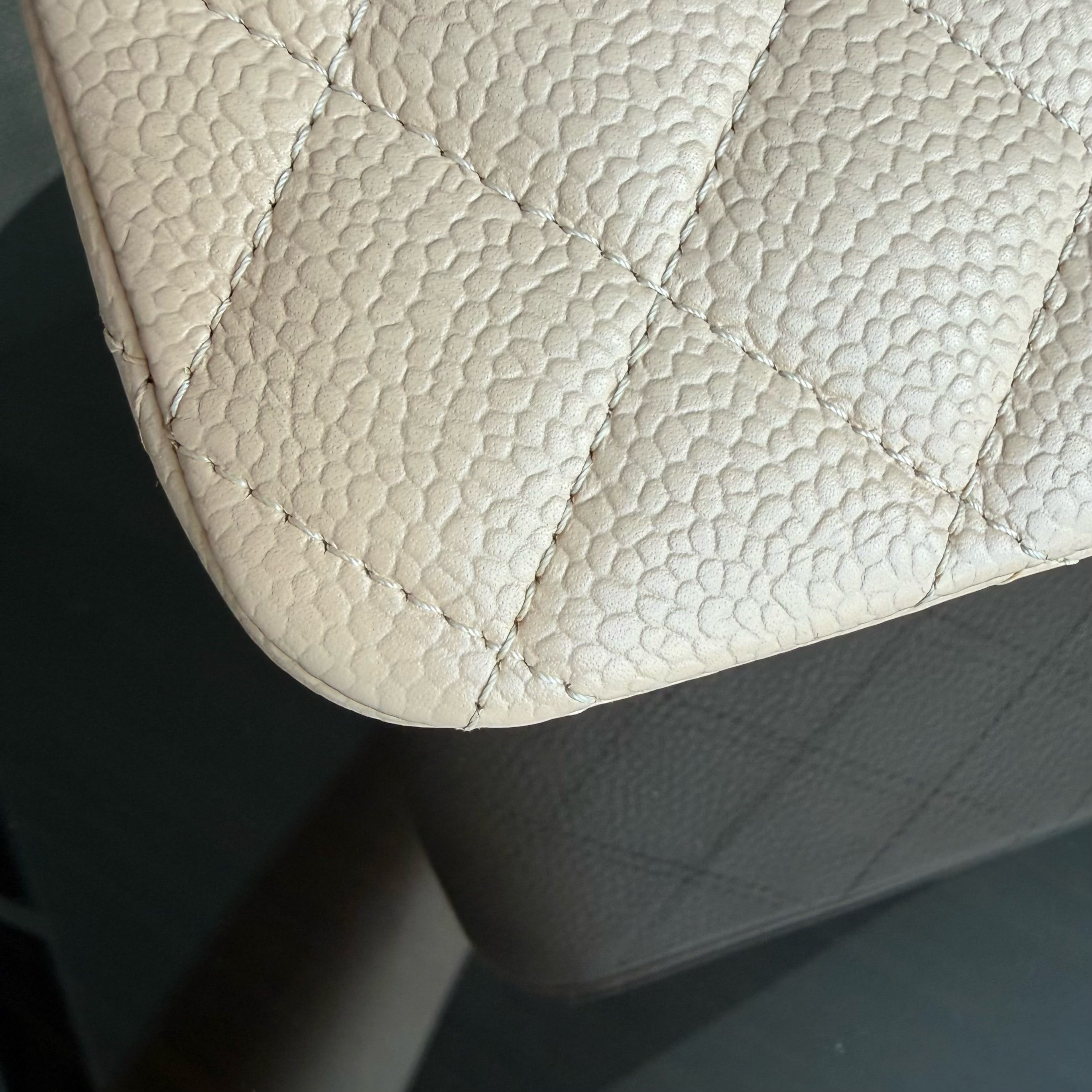 Chanel Classic Flap Medium - 25CM Quilted Beige Caviar Silver Hardware Series 12