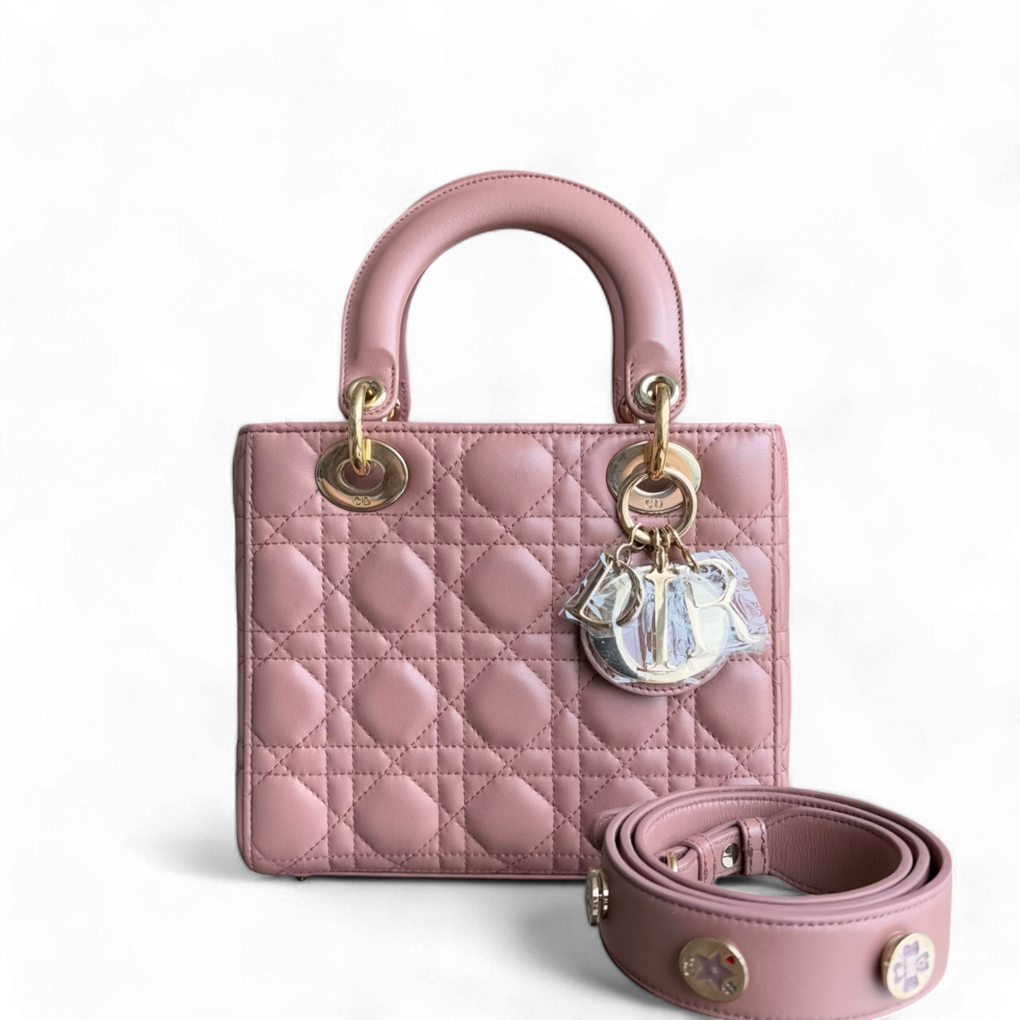 Dior Lady Small - Cannage Lambskin Blush Gold Hardware