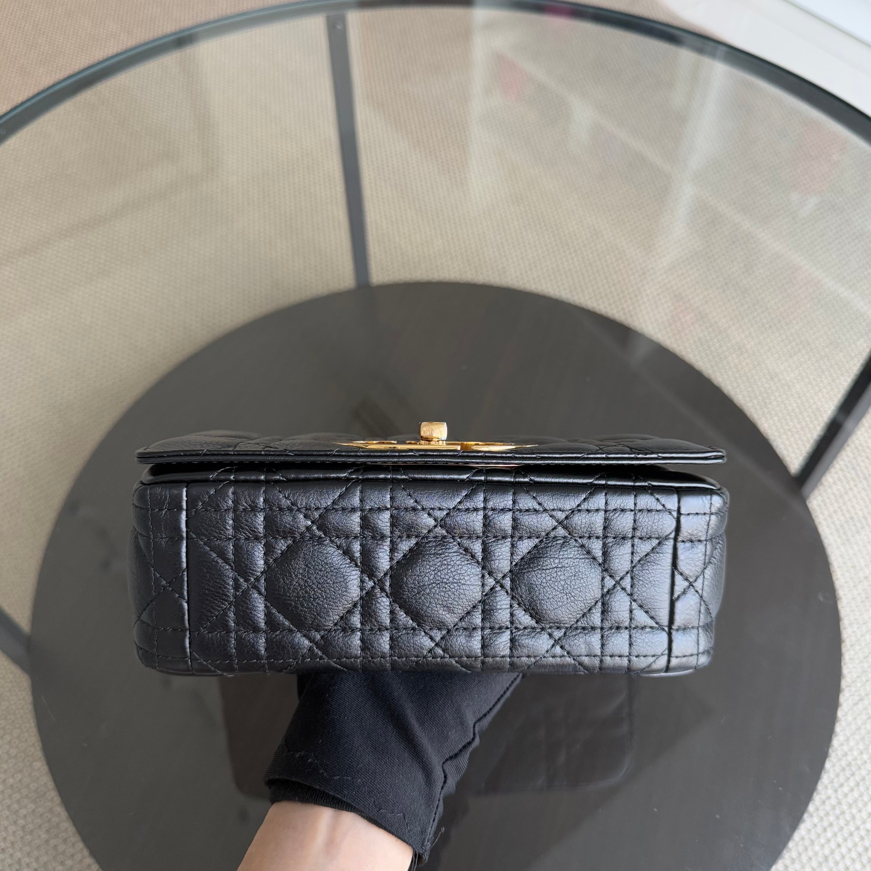 Dior Caro Small - Cannage Calfskin Black Gold Hardware