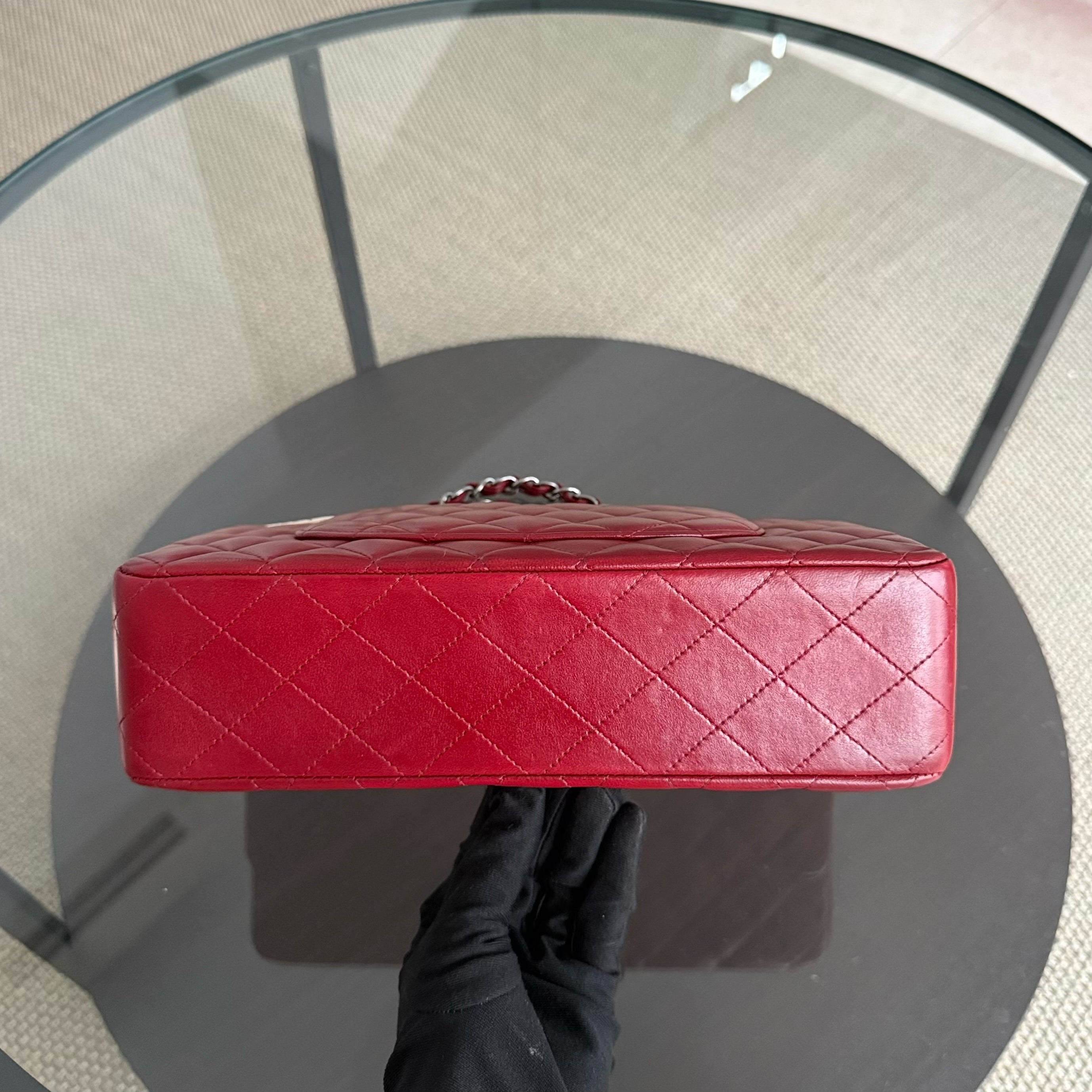 Chanel Classic Flap Medium - 25CM Quilted Lambskin Burgundy Dark Red Silver Hardware Series 18