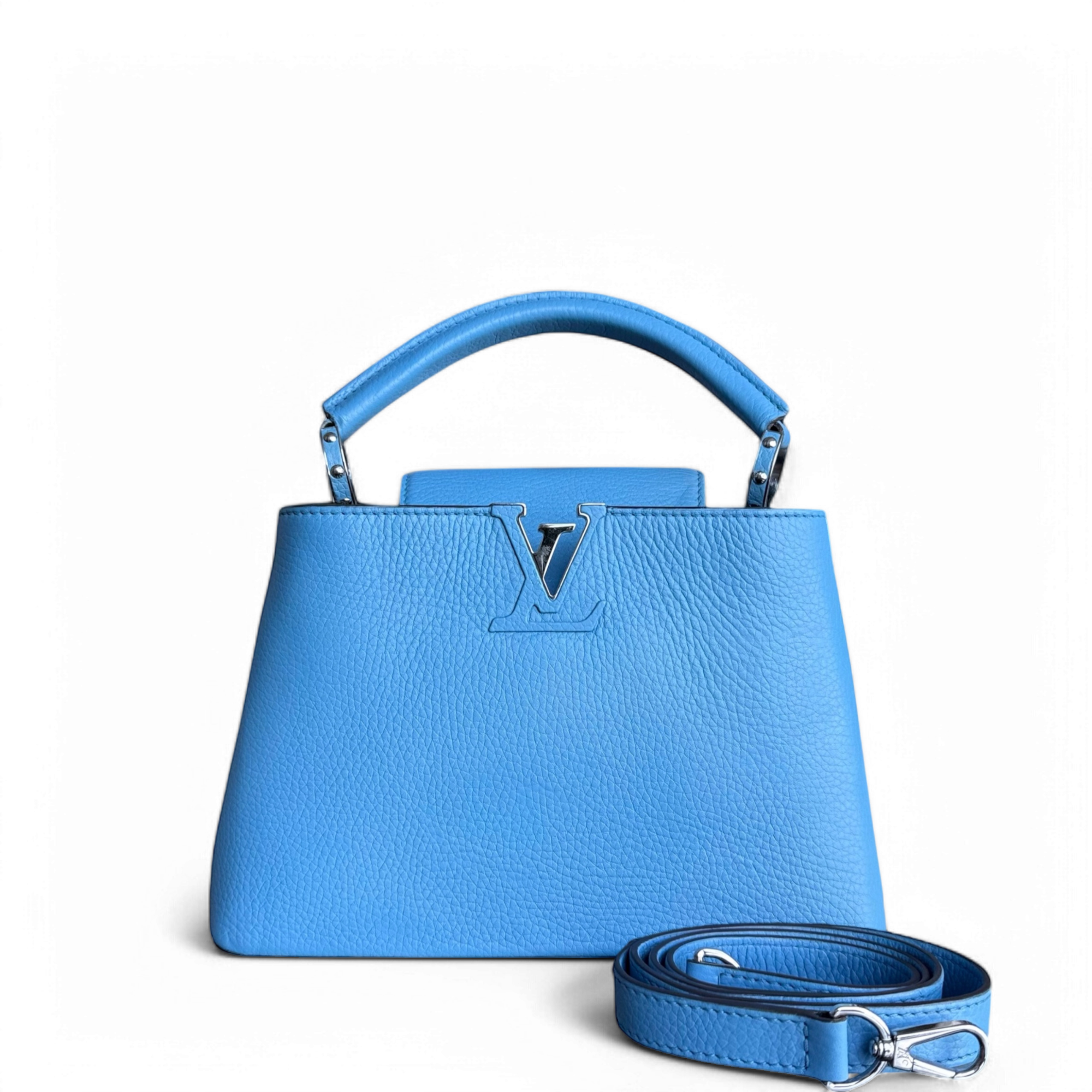 Louis Vuitton Capucines BB - Grained Calfskin Silver Hardware Blue Silver Hardware