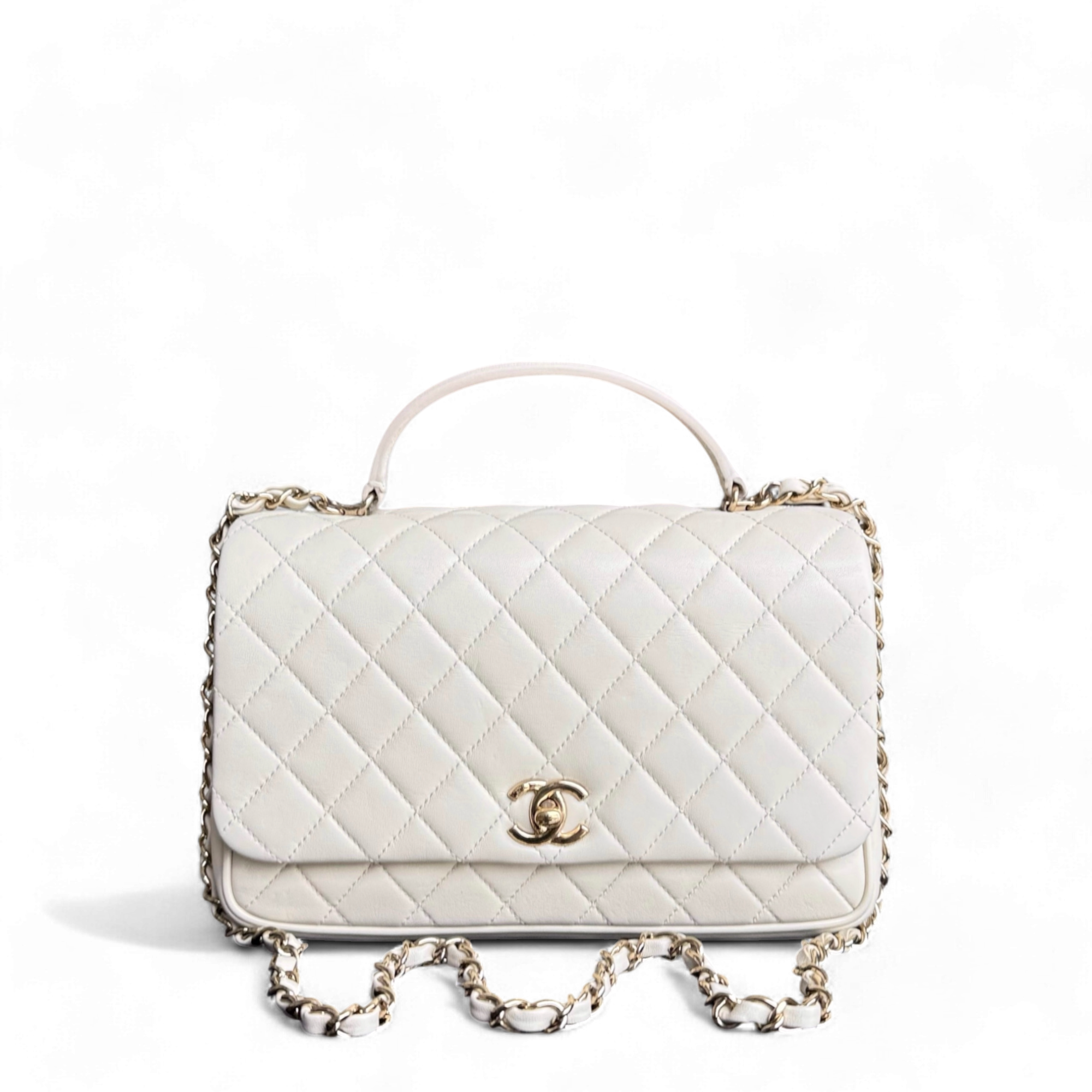 Chanel Citizen Chic Flap Bag - Medium Lambskin Cream White Quilted Gold Hardware Series 25