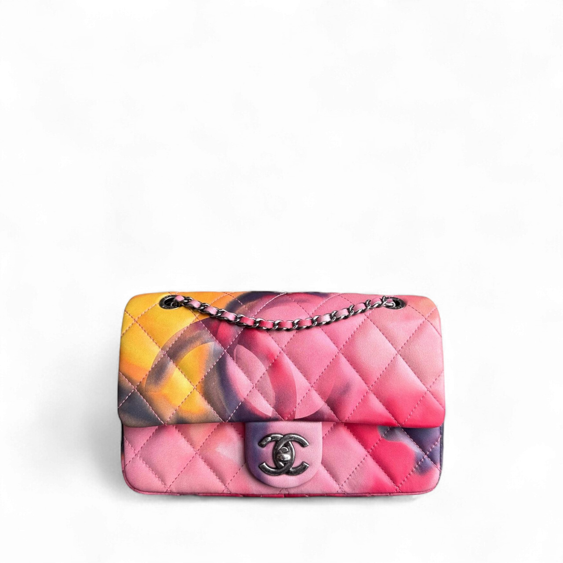 Chanel Classic Flap Seasonal - Small 22CM Flower Power Flap Ruthenium Silver Hardware Series 21