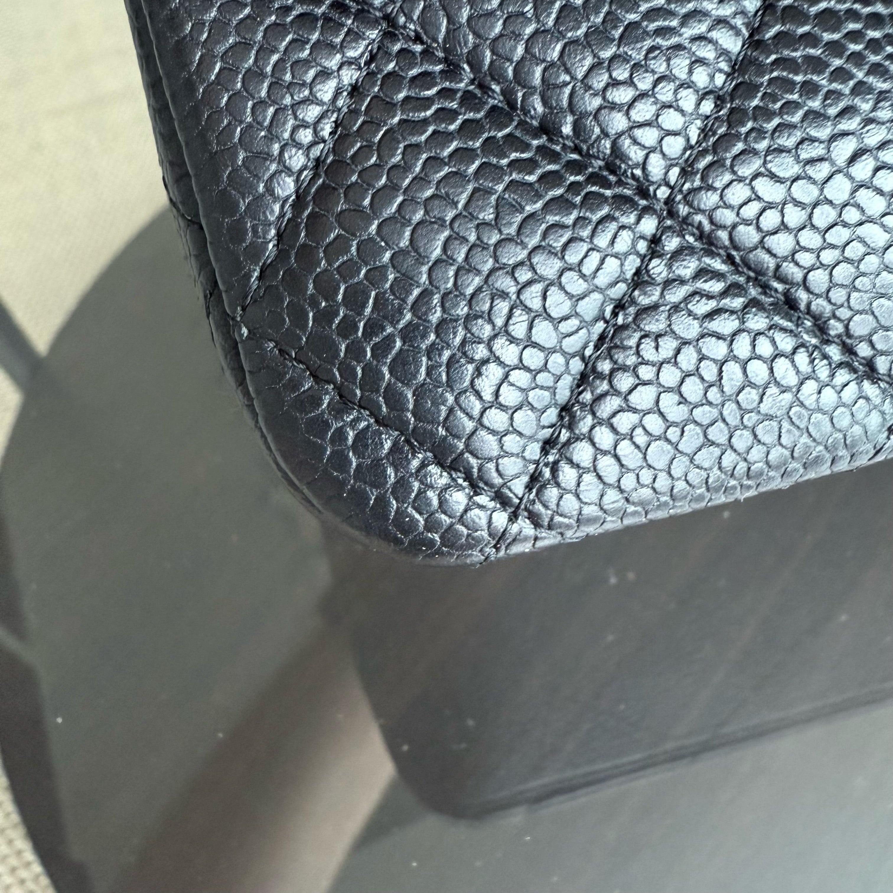 Chanel Classic Flap Medium - 25CM Quilted Caviar Black Silver Hardware Series 12