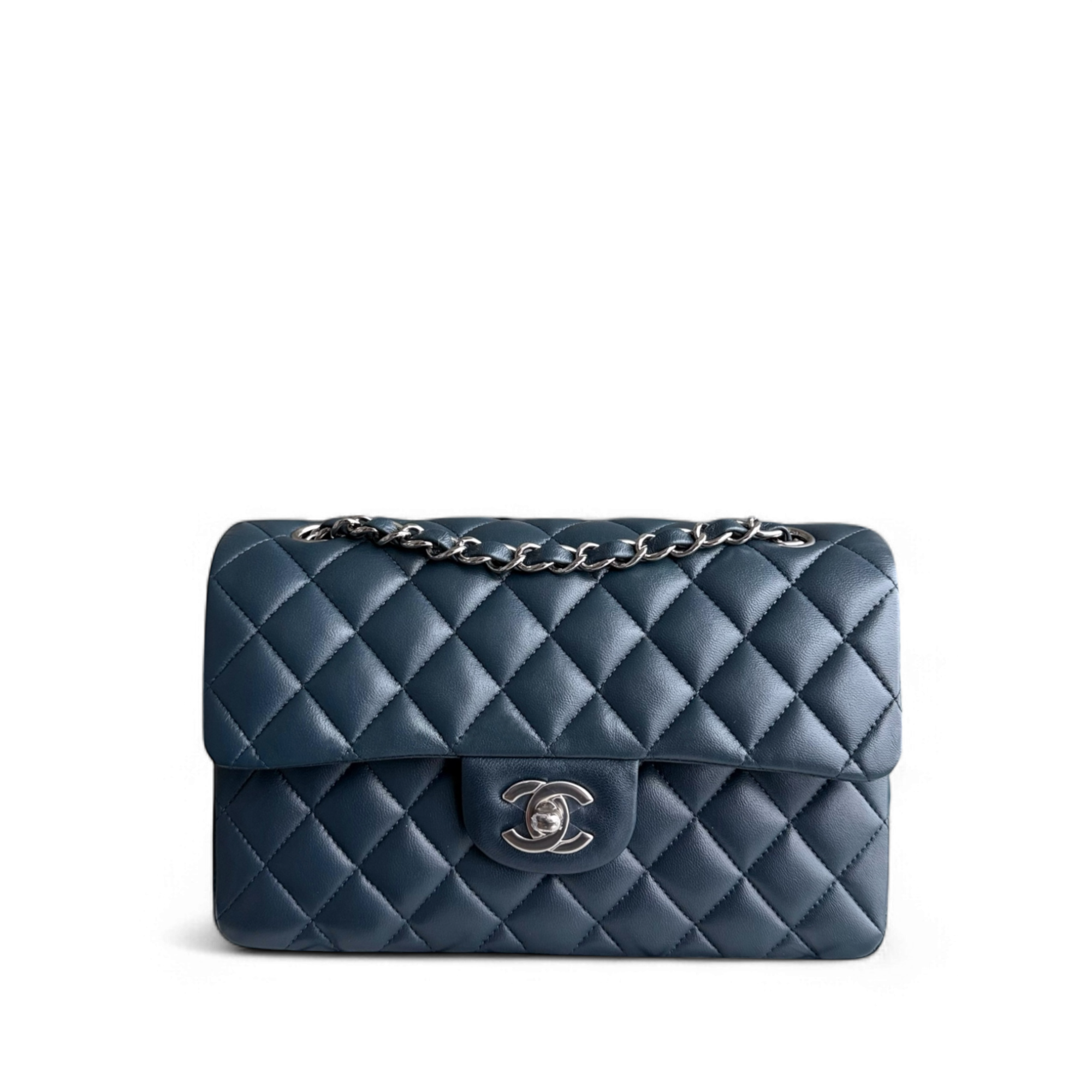 Chanel Classic Flap Small - Lambskin 23CM Quilted Dark Blue Silver Hardware Series 26