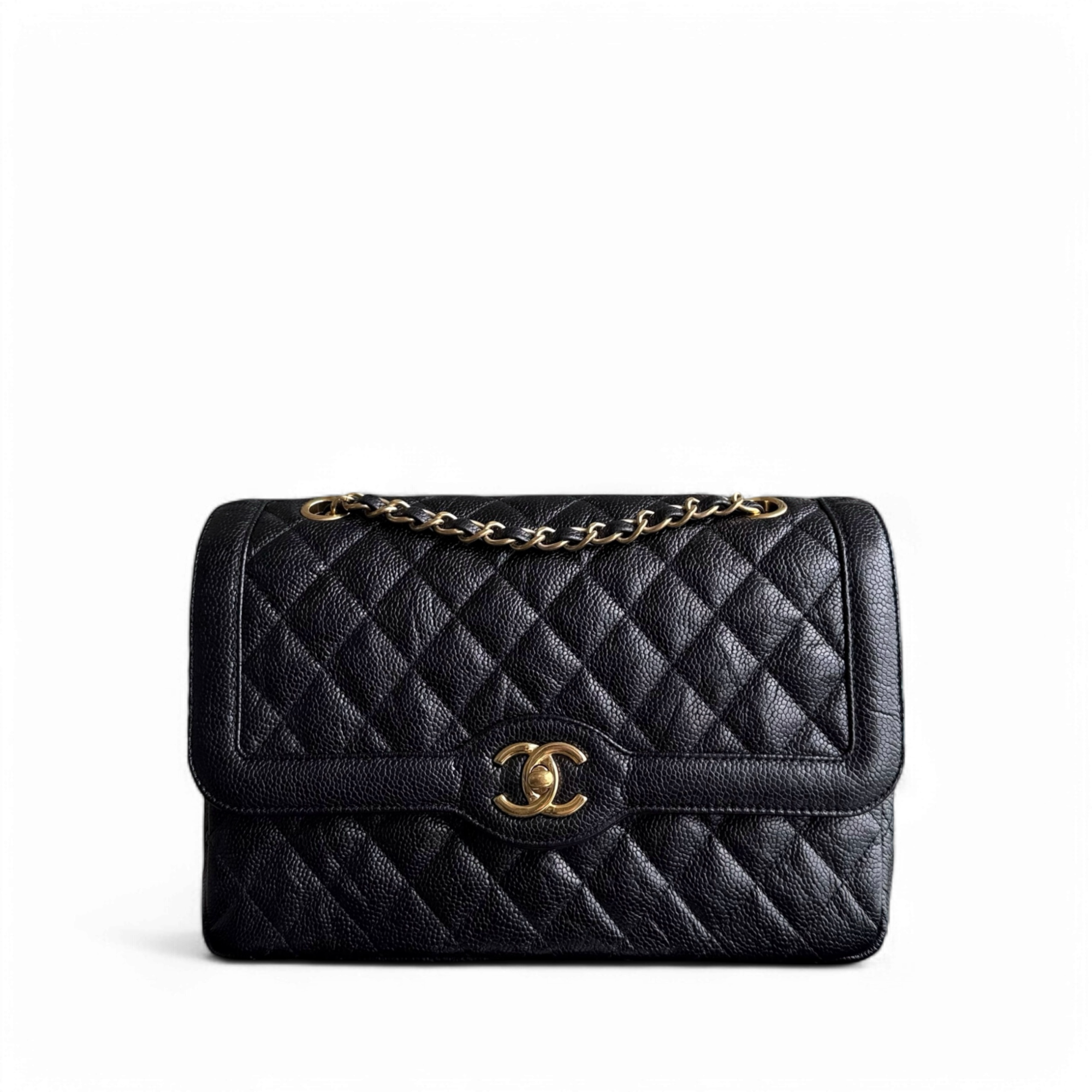 Chanel Seasonal Two-tone Flap Medium - Caviar Quilted Black Gold Hardware Series 21