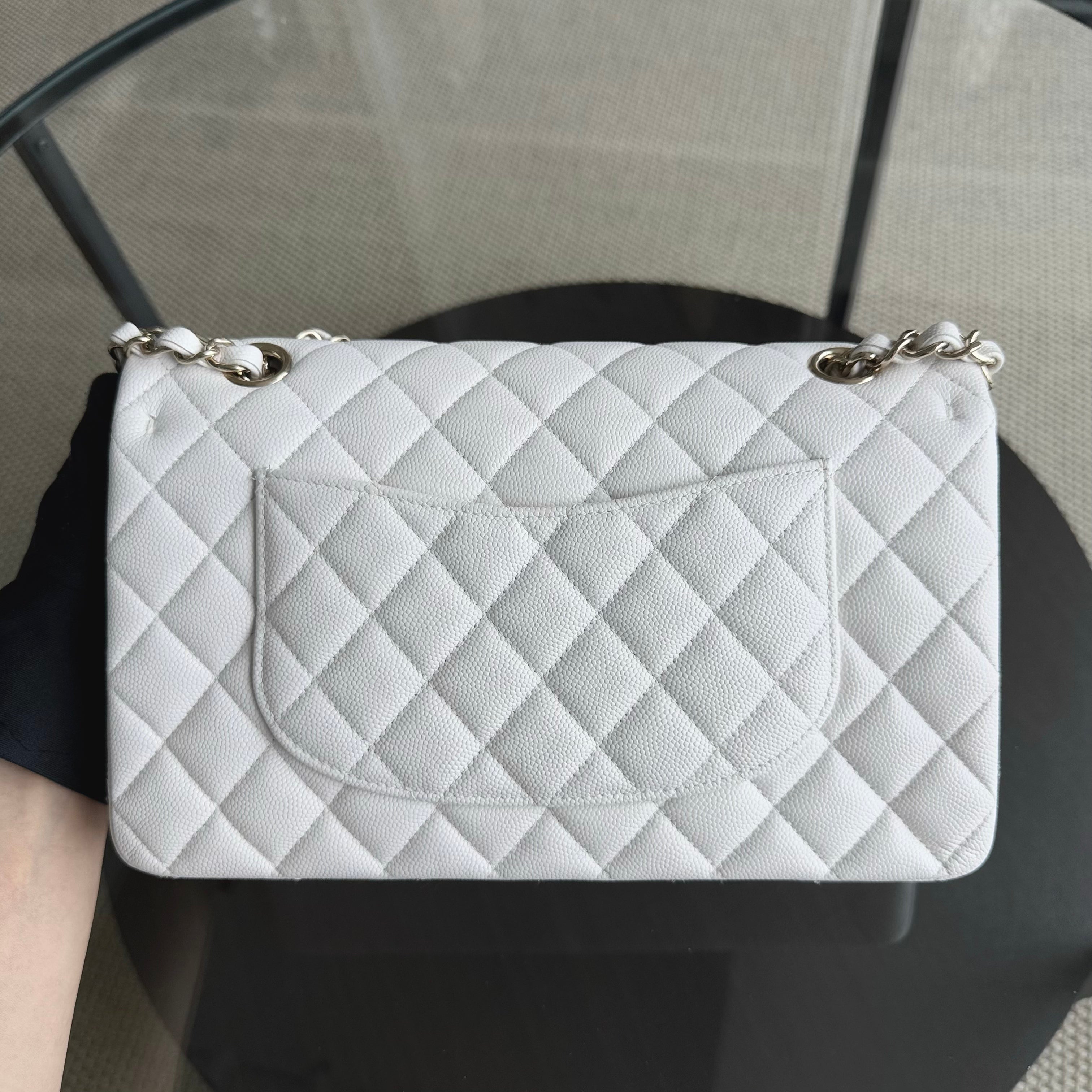 Chanel Classic Flap Medium - Caviar 25CM Quilted Snow White Gold Hardware Series 27