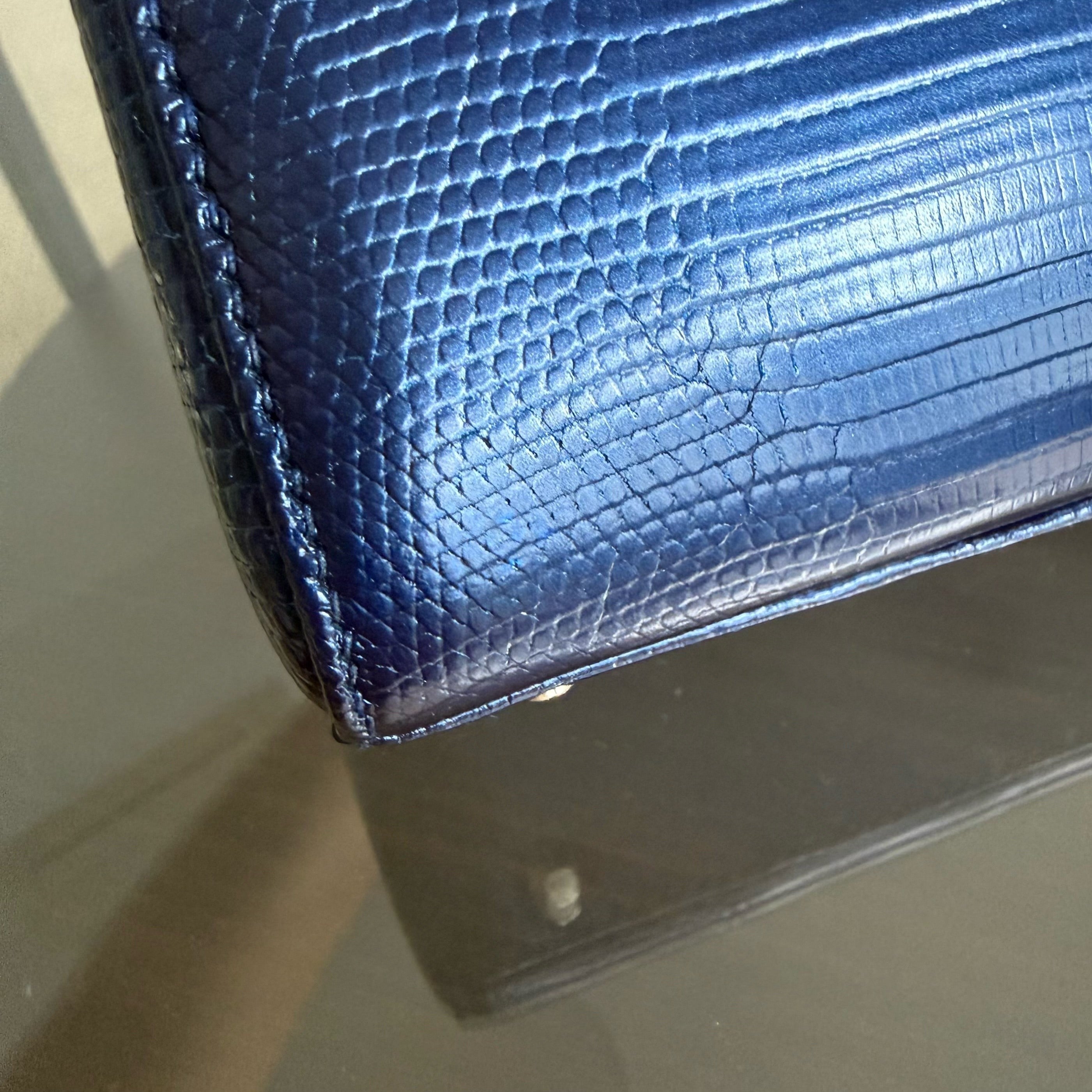 Dior Lady Mini - Exotic Lizard Dark Blue Silver Hardware