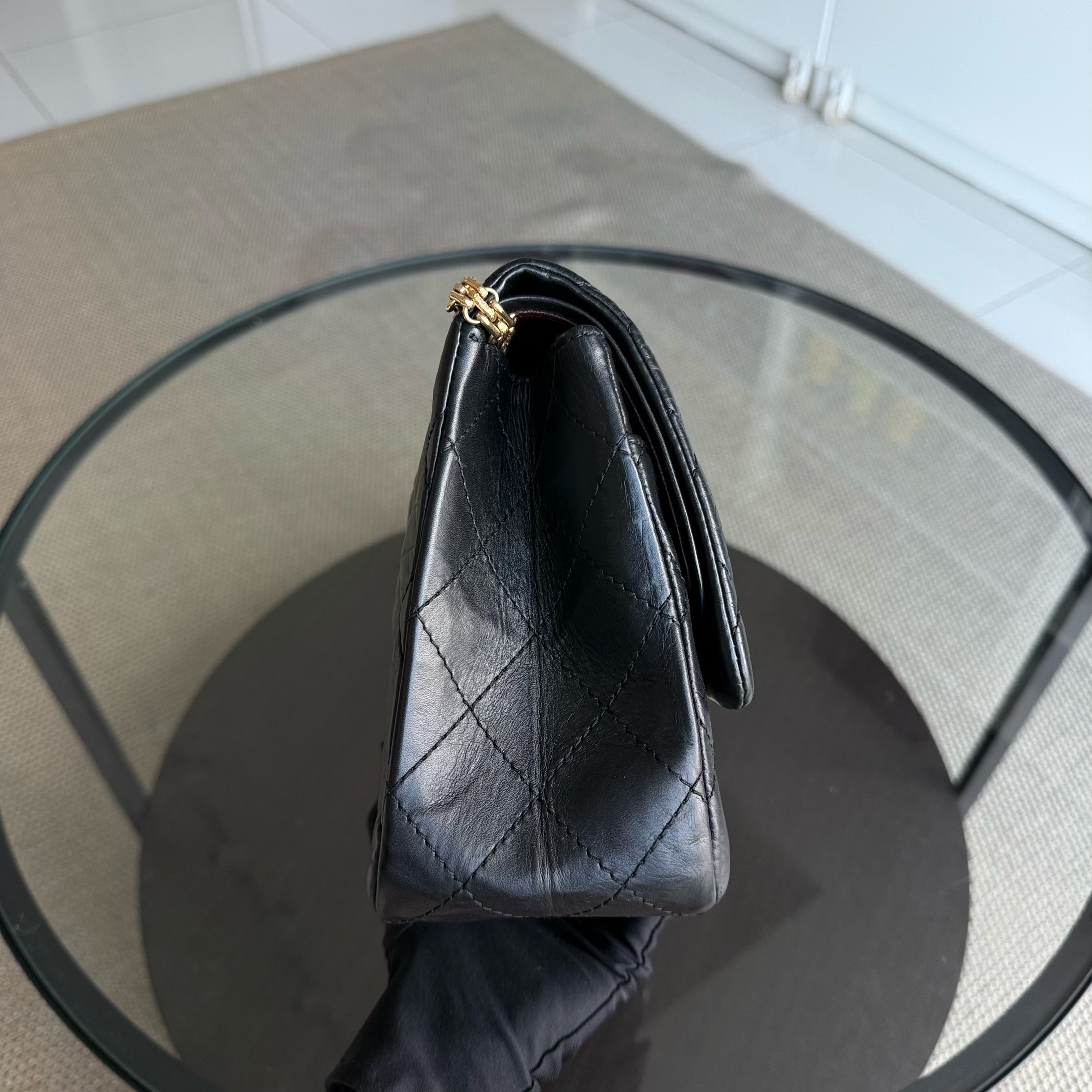 Chanel 2.55 Reissue 227 - Quilted Aged Calfskin Black Gold Hardware Series 18