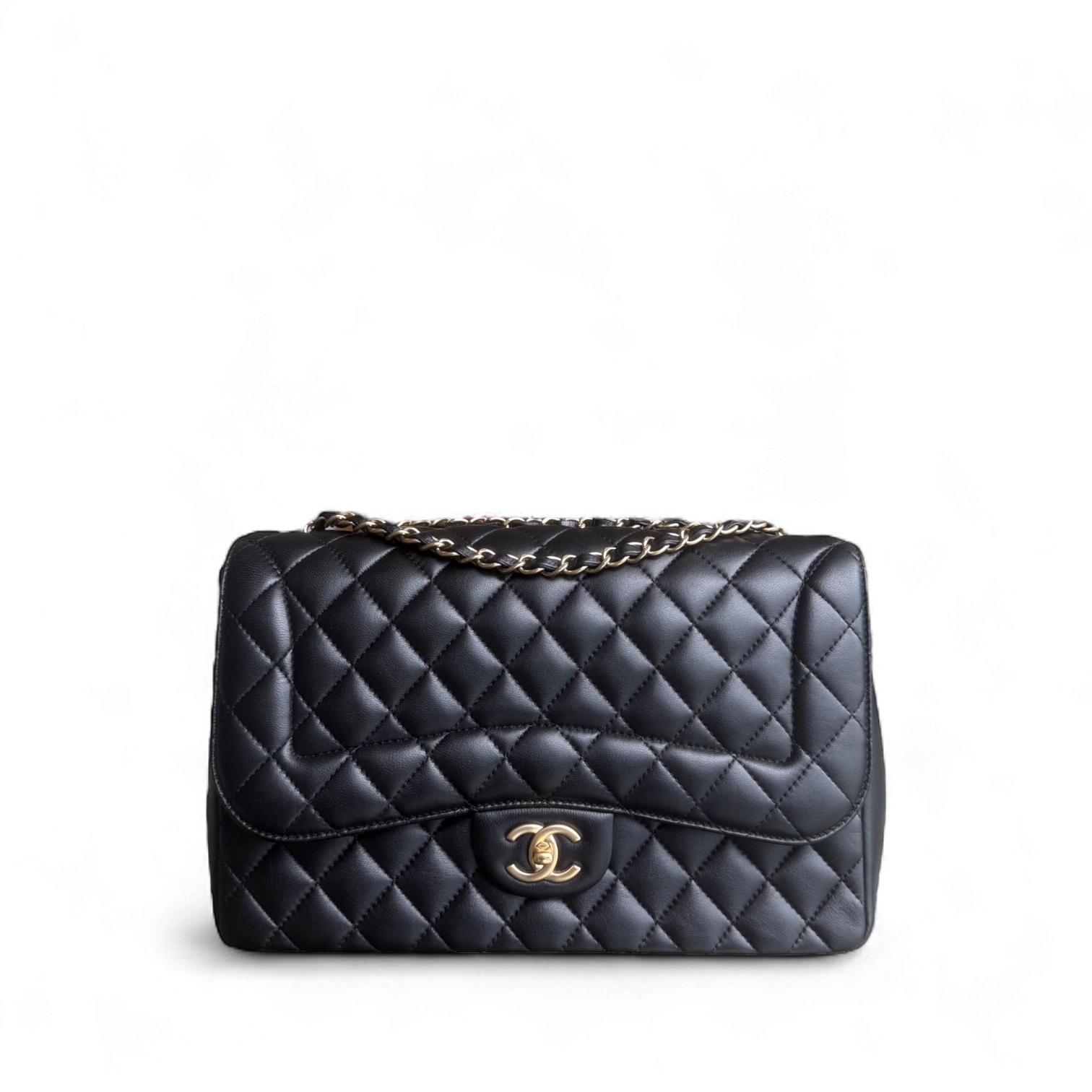 Chanel Chic Flap Jumbo Mademoiselle Quilted Lambskin Black Golden Hardware Series 21