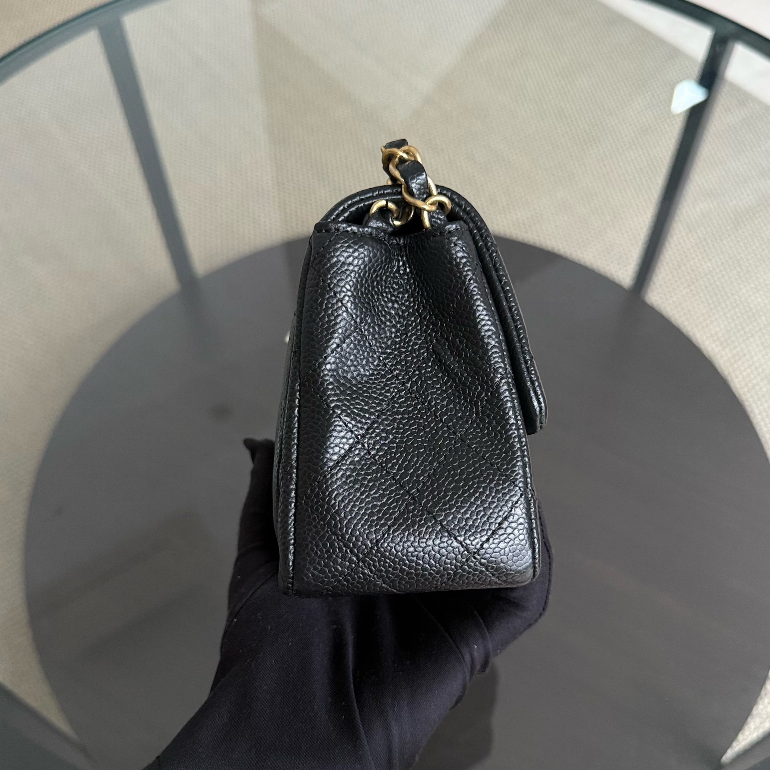 Chanel Classic Flap Mini Square - Caviar Quilted Black Gold Hardware Series 21