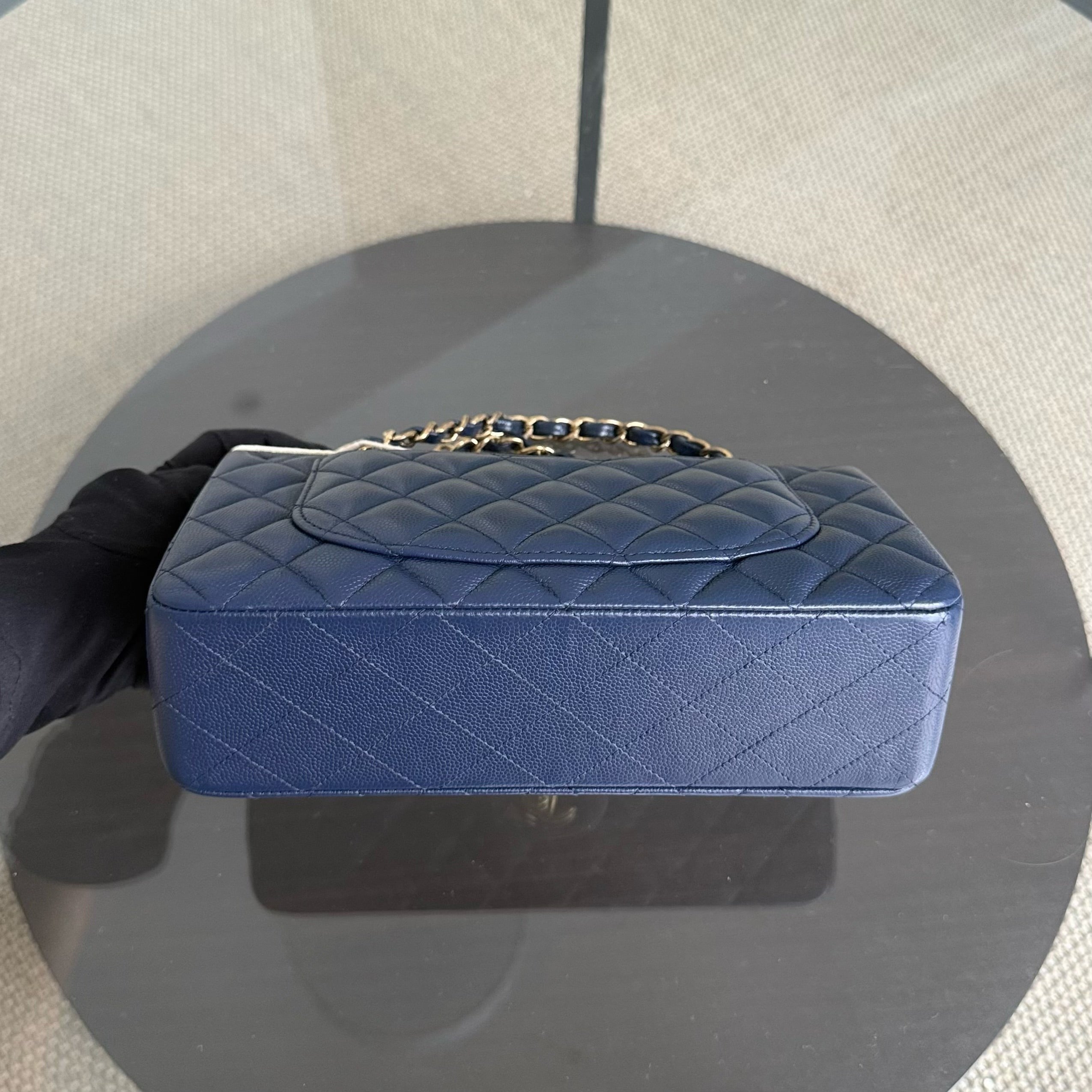 Chanel Classic Flap Small - Caviar 23CM Quilted Dark Blue Gold Hardware Series 24