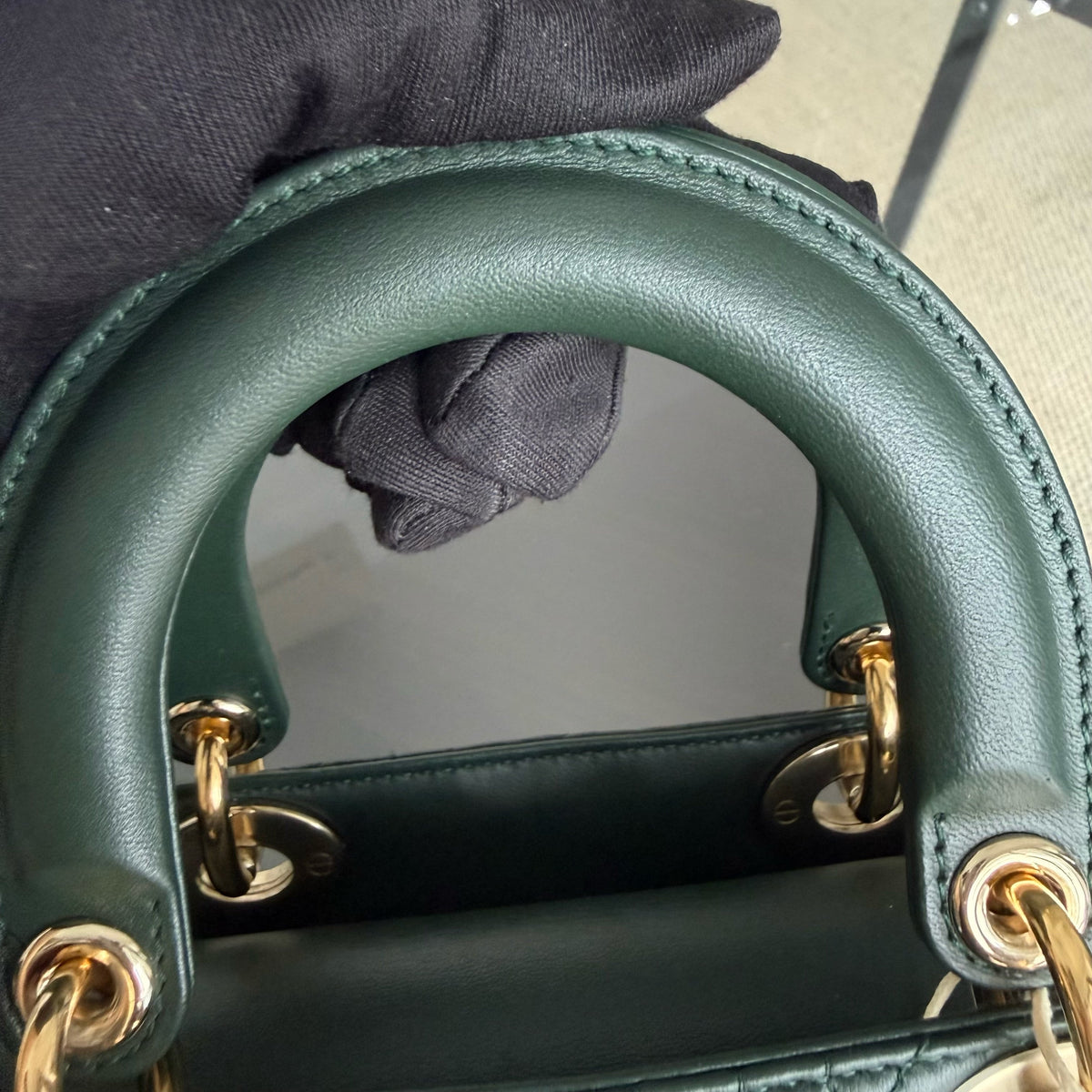 Dior Lady Small Flap - Cannage Lambskin Dark Green Gold Hardware