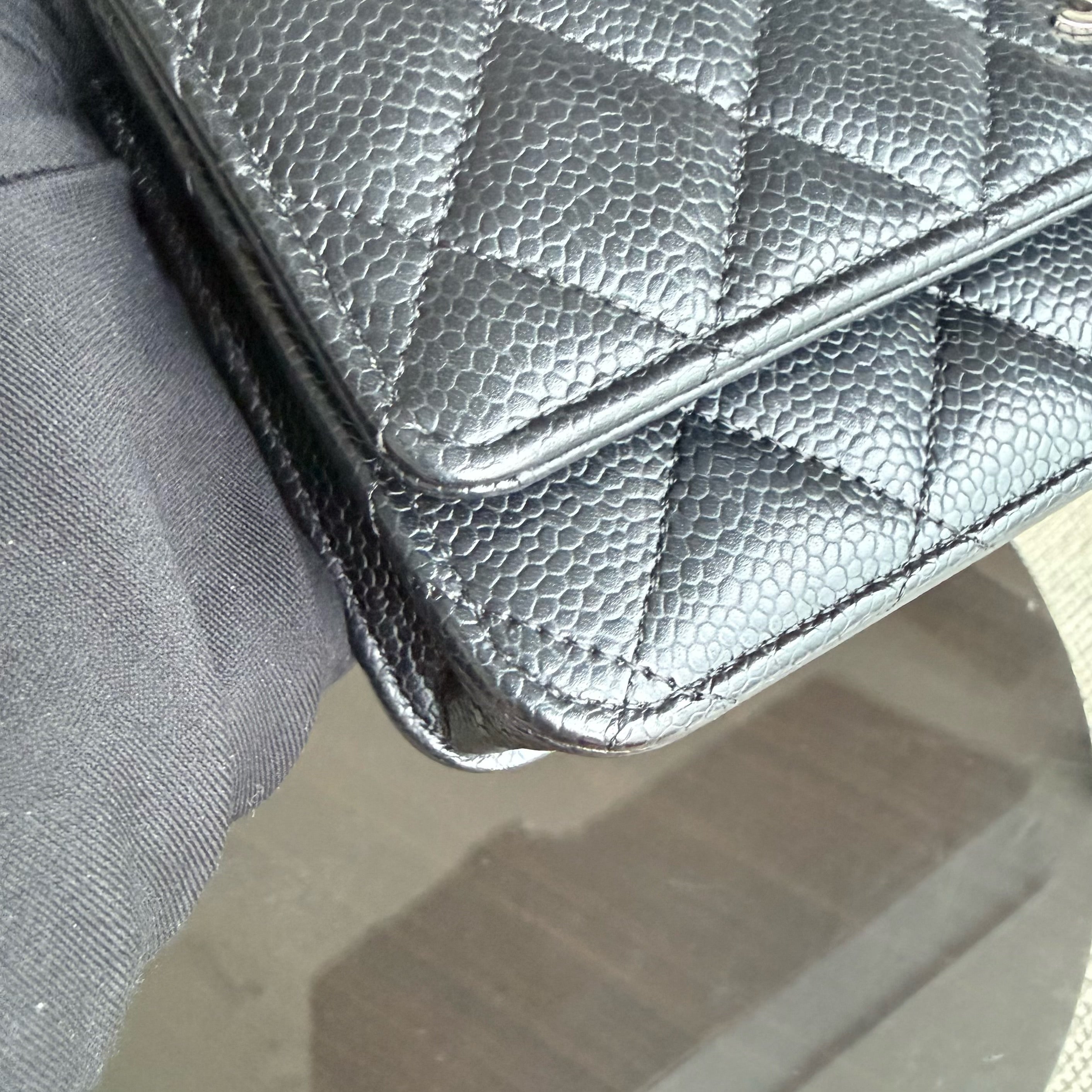 Chanel WOC - Bag Wallet On Chain Quilted Caviar Black Silver Hardware Microchip