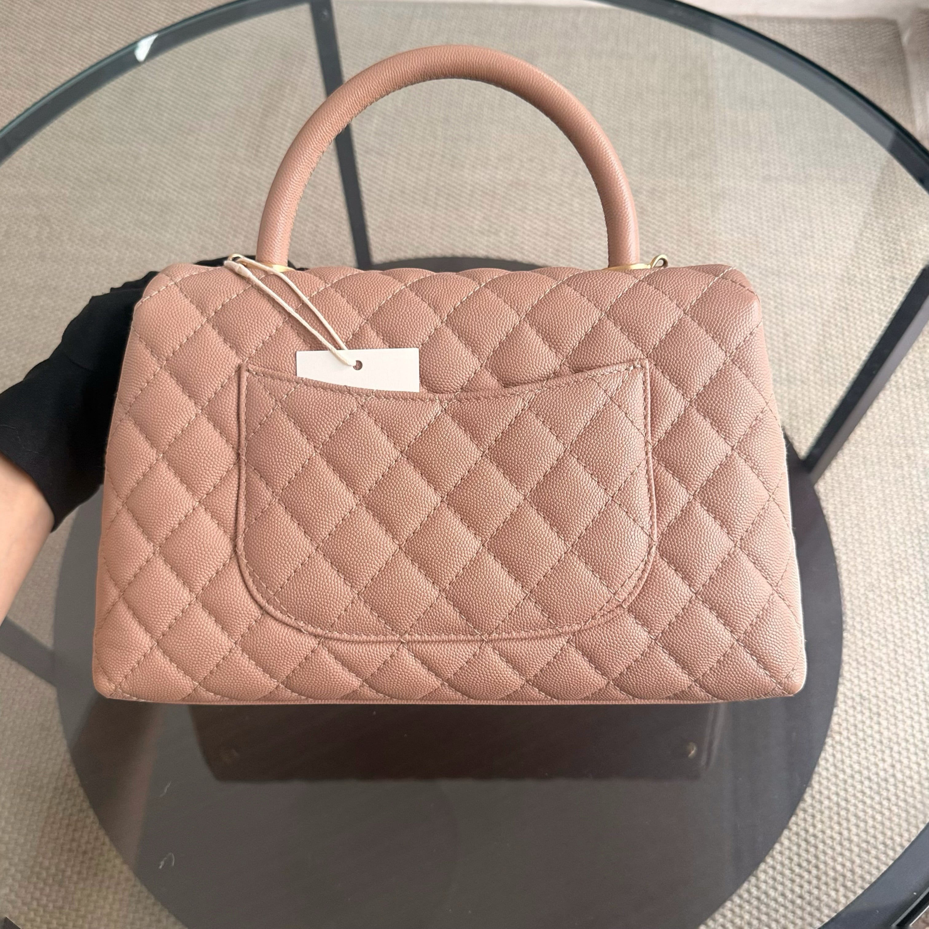 Chanel Coco Handle Medium - Caviar Quilted Beige Gold Hardware Series 26