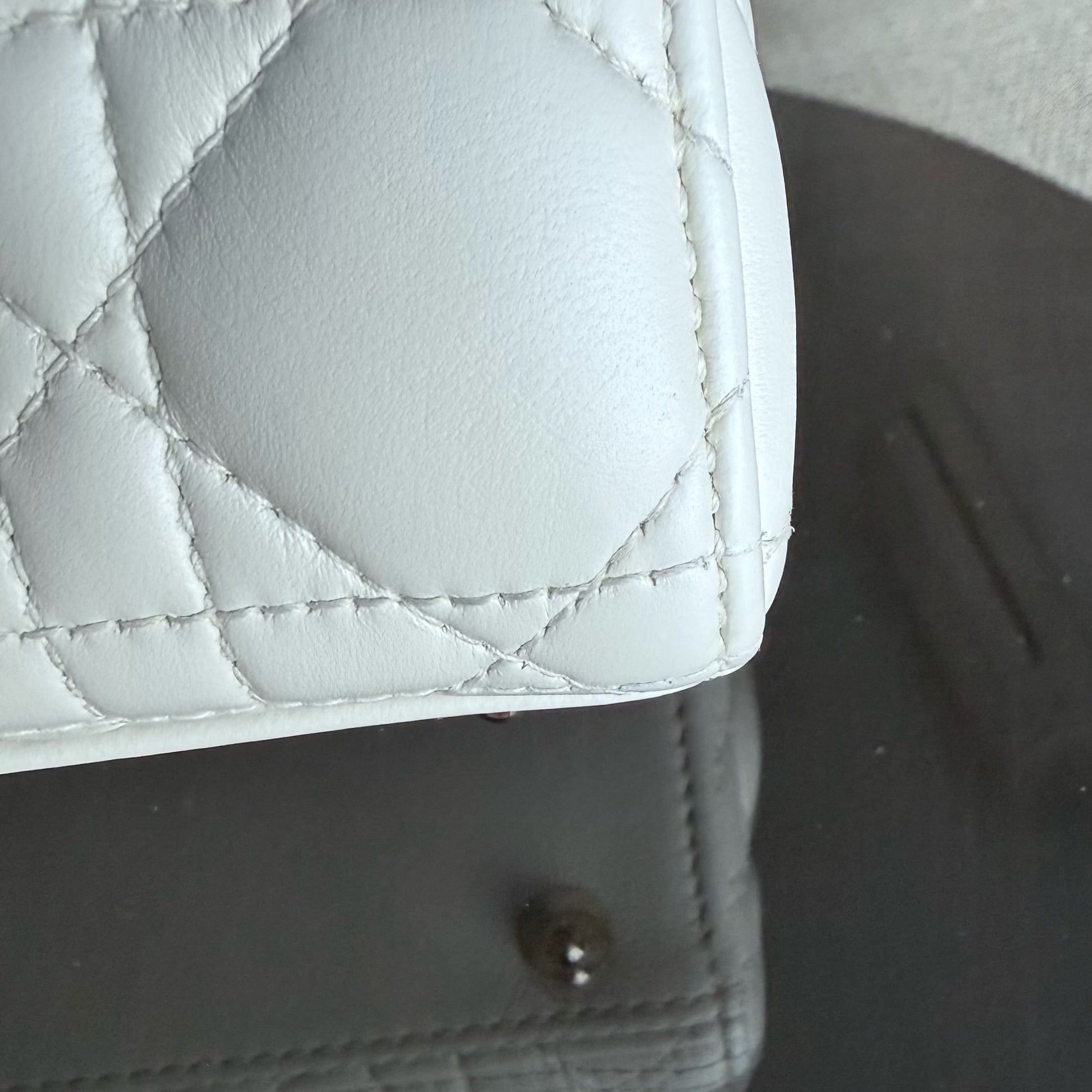 Dior Lady Small - Cannage Lambskin White Gold Hardware