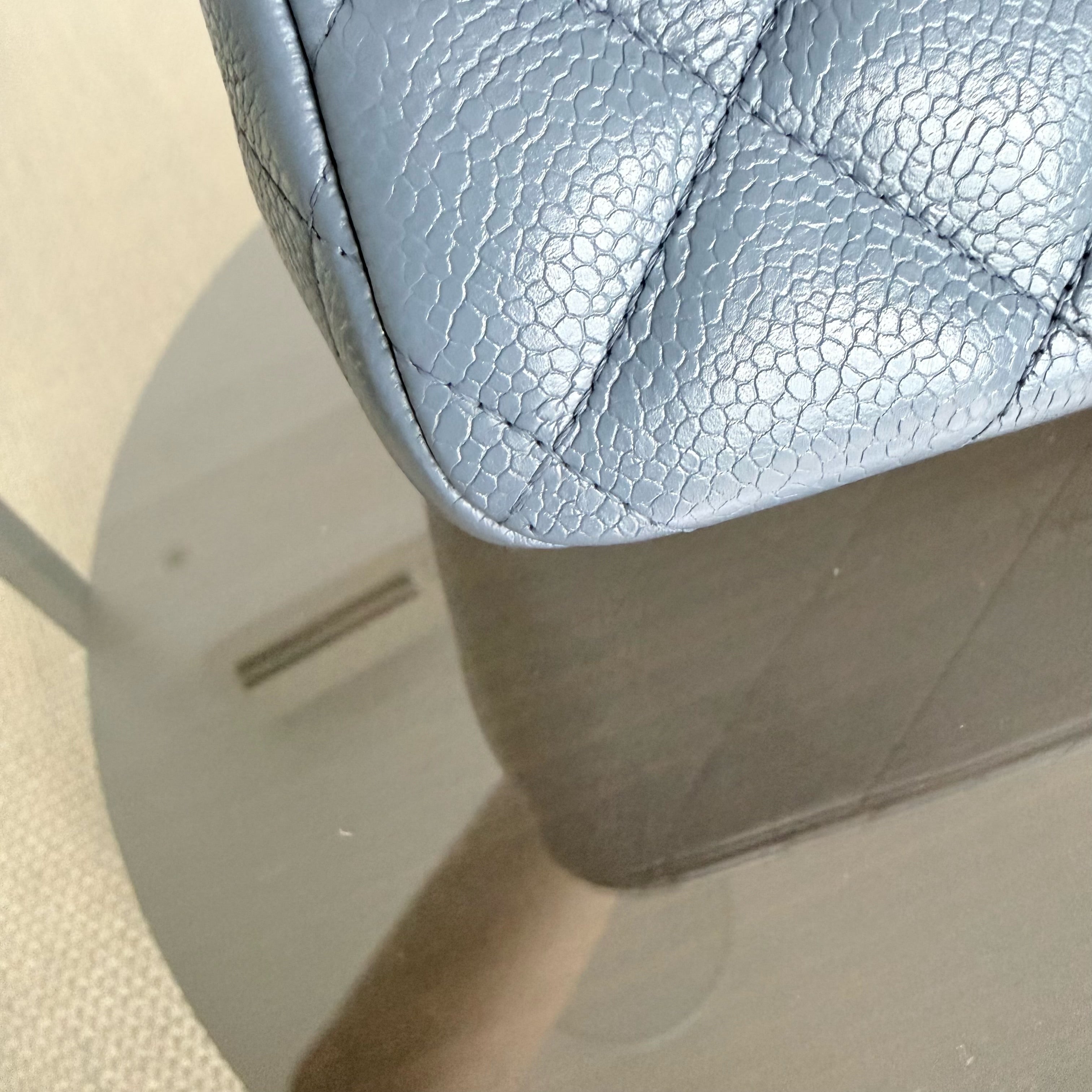 Chanel Classic Flap Jumbo - Double Flap 30CM Quilted Caviar Blue Silver Hardware Series 19