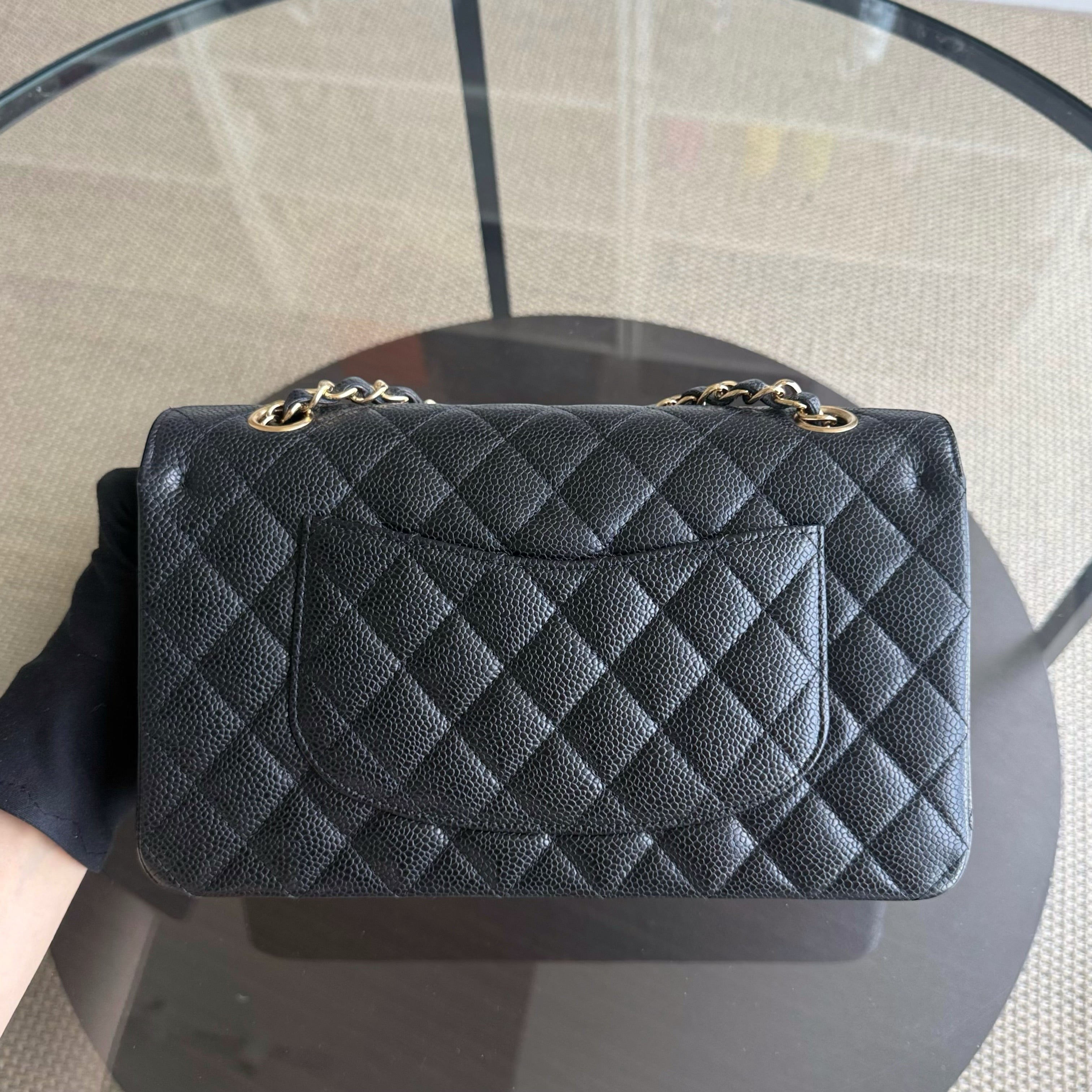 Chanel Classic Flap Medium - Caviar 25CM Quilted Black Gold Hardware Series 23