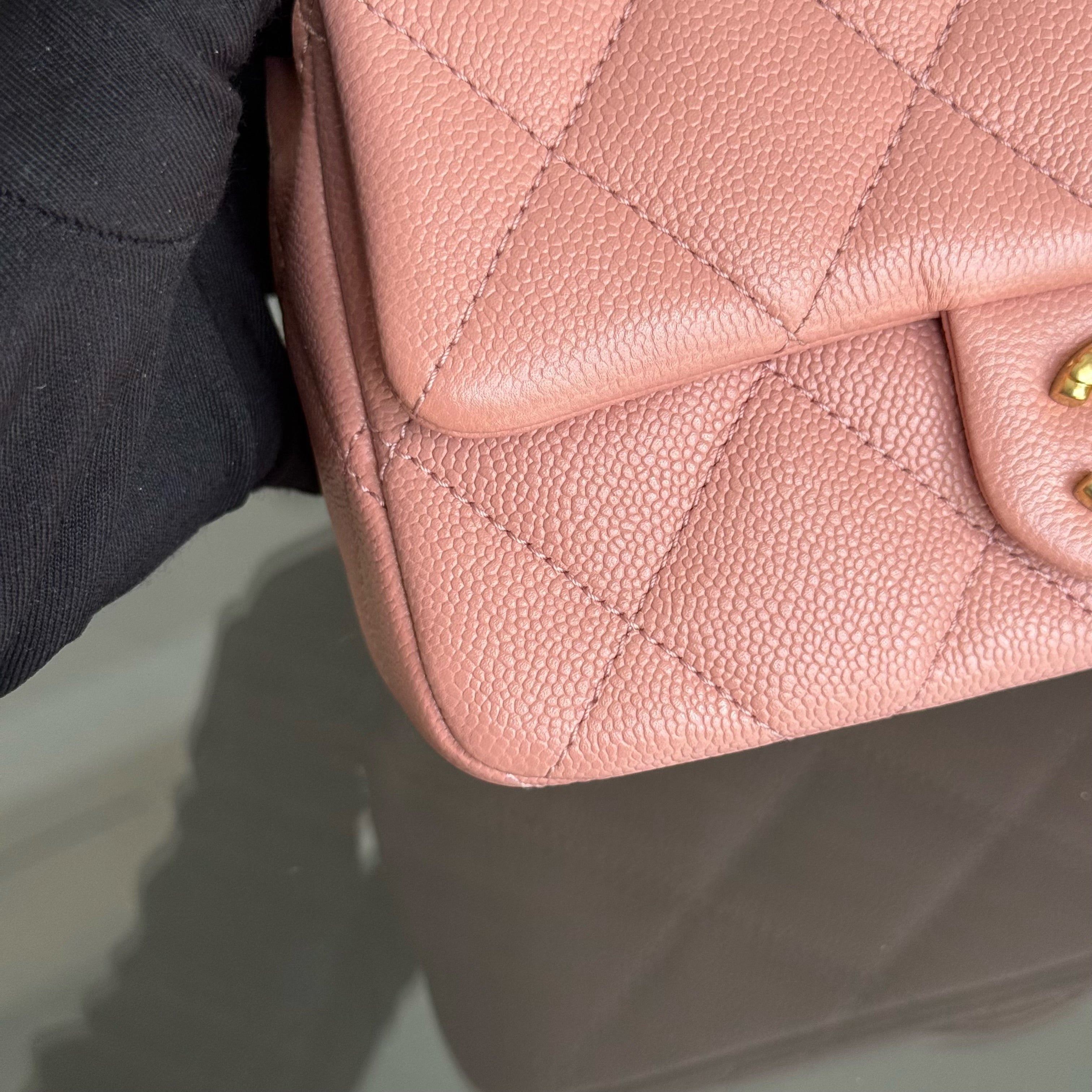 Chanel Flap Mini 21CM Sweetheart 23P - Caviar Quilted Pink Gold Hardware Microchip