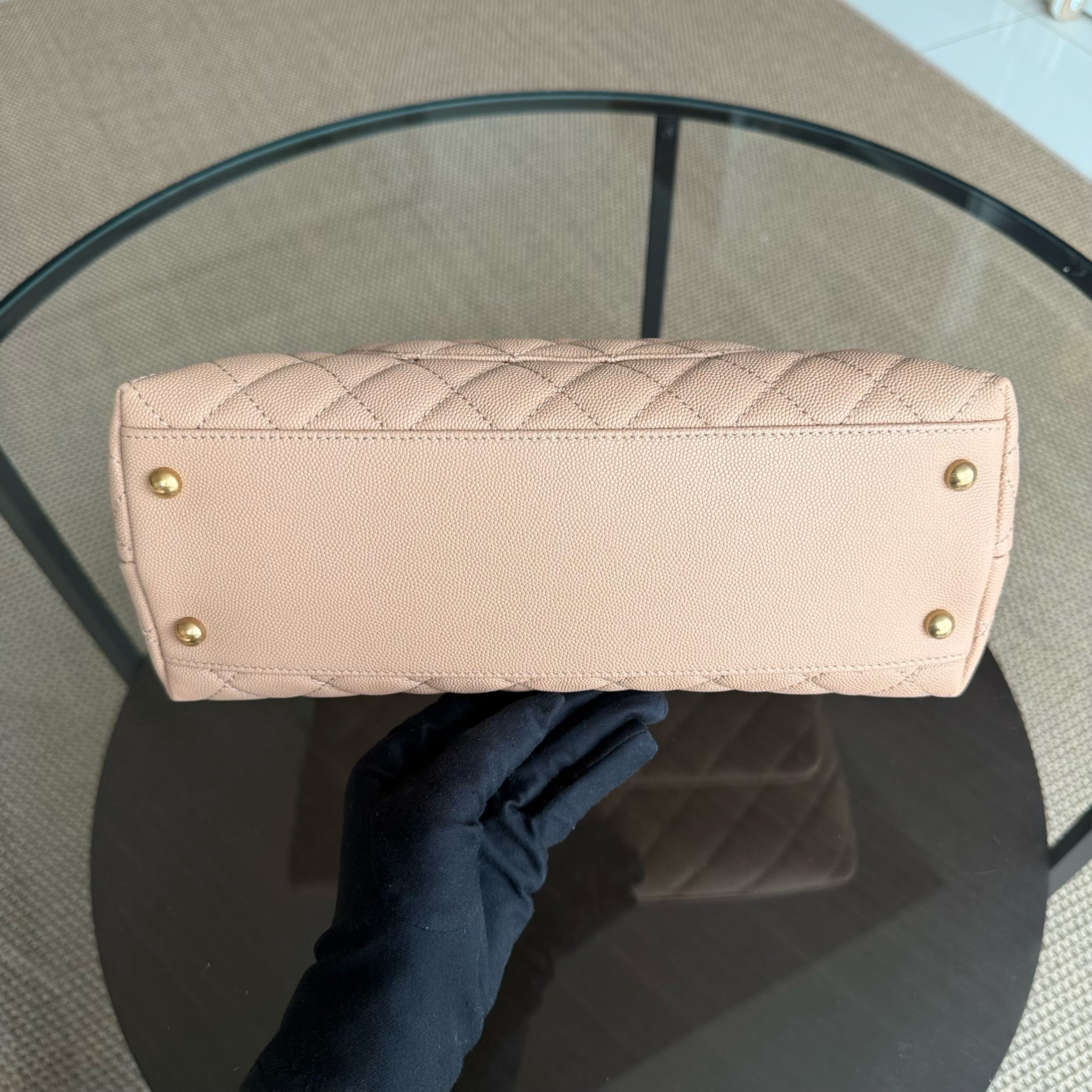 Chanel Coco Handle Medium - Caviar Quilted Grained Calfskin Beige Gold Hardware Series
