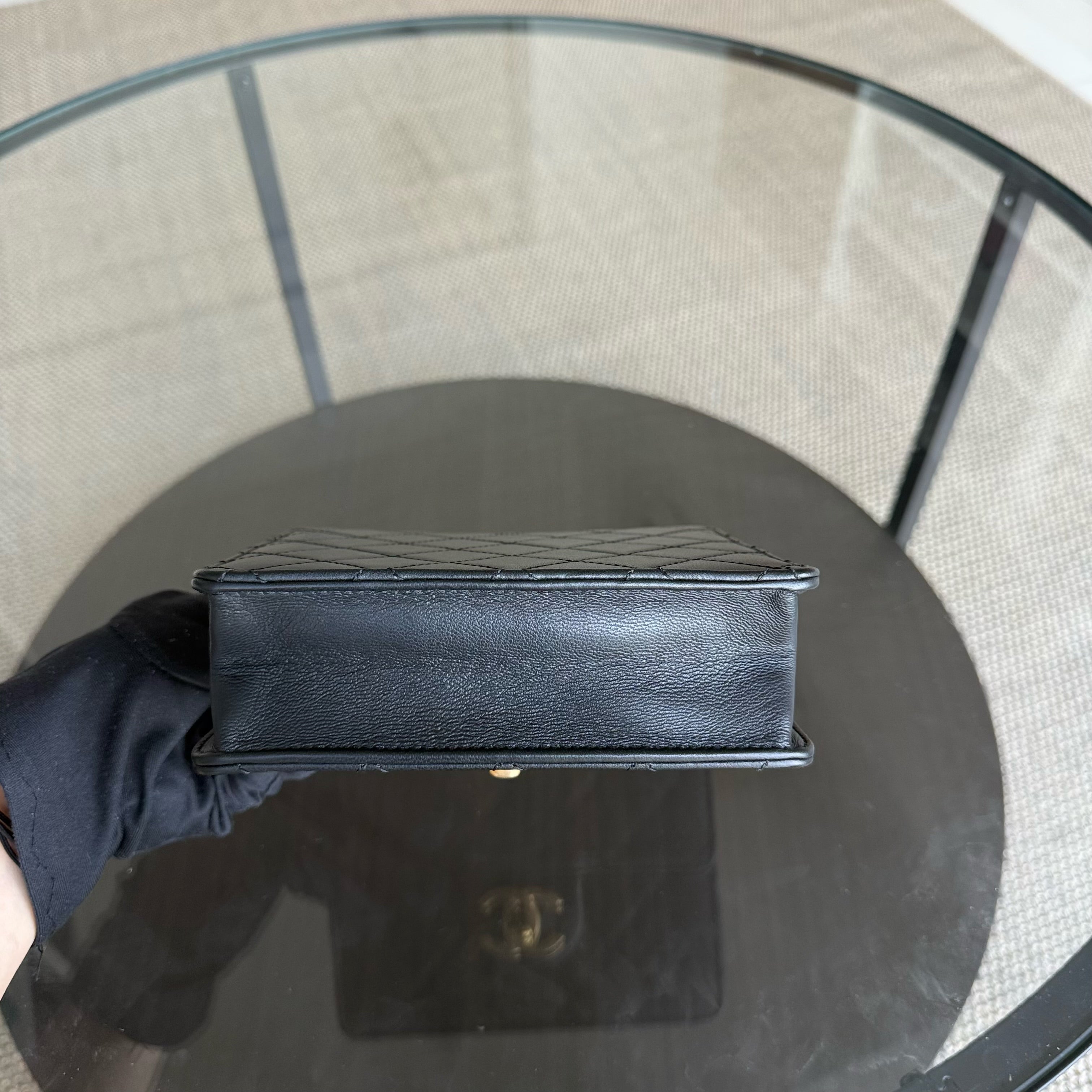 Chanel Mini Flap Chic Pearl Lambksin Black Bag Gold Hardware Series 28