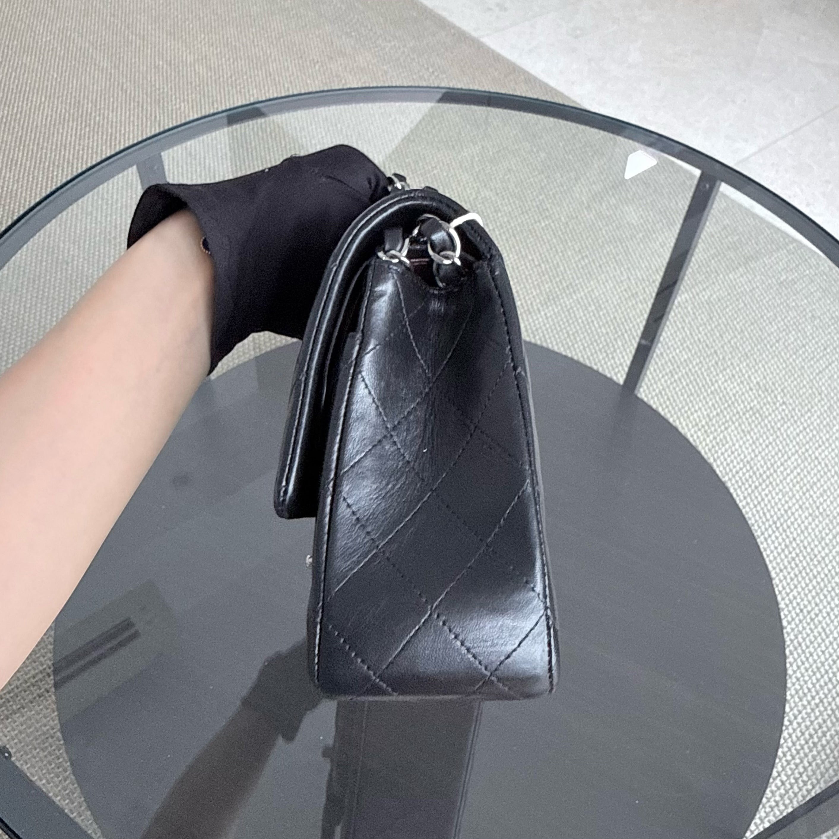 Chanel Classic Flap Medium - 25CM Quilted Lambskin Black Silver Hardware Series 16