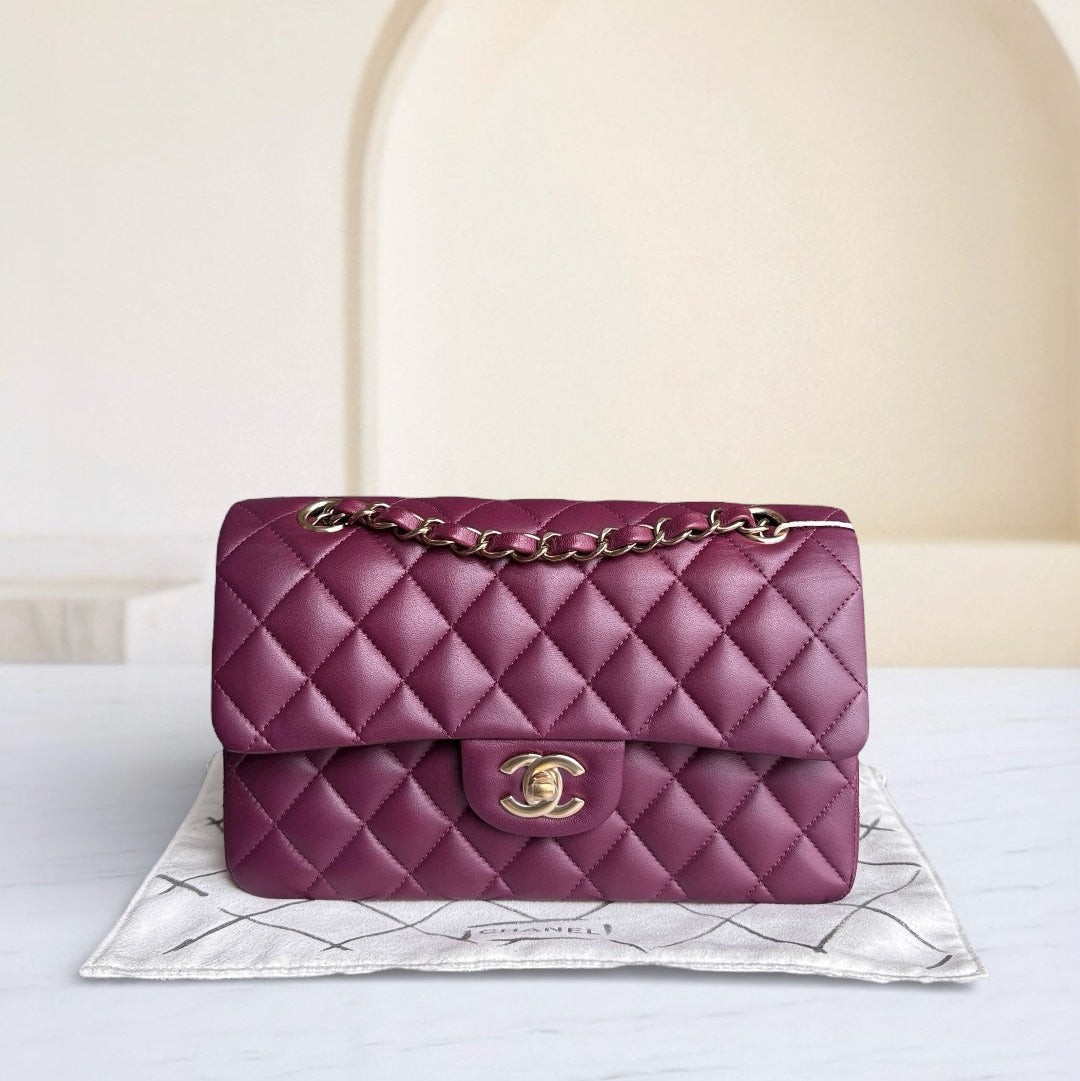 Chanel Classic Flap Small - Lambskin 23CM Quilted Pink Gold Hardware Microchip