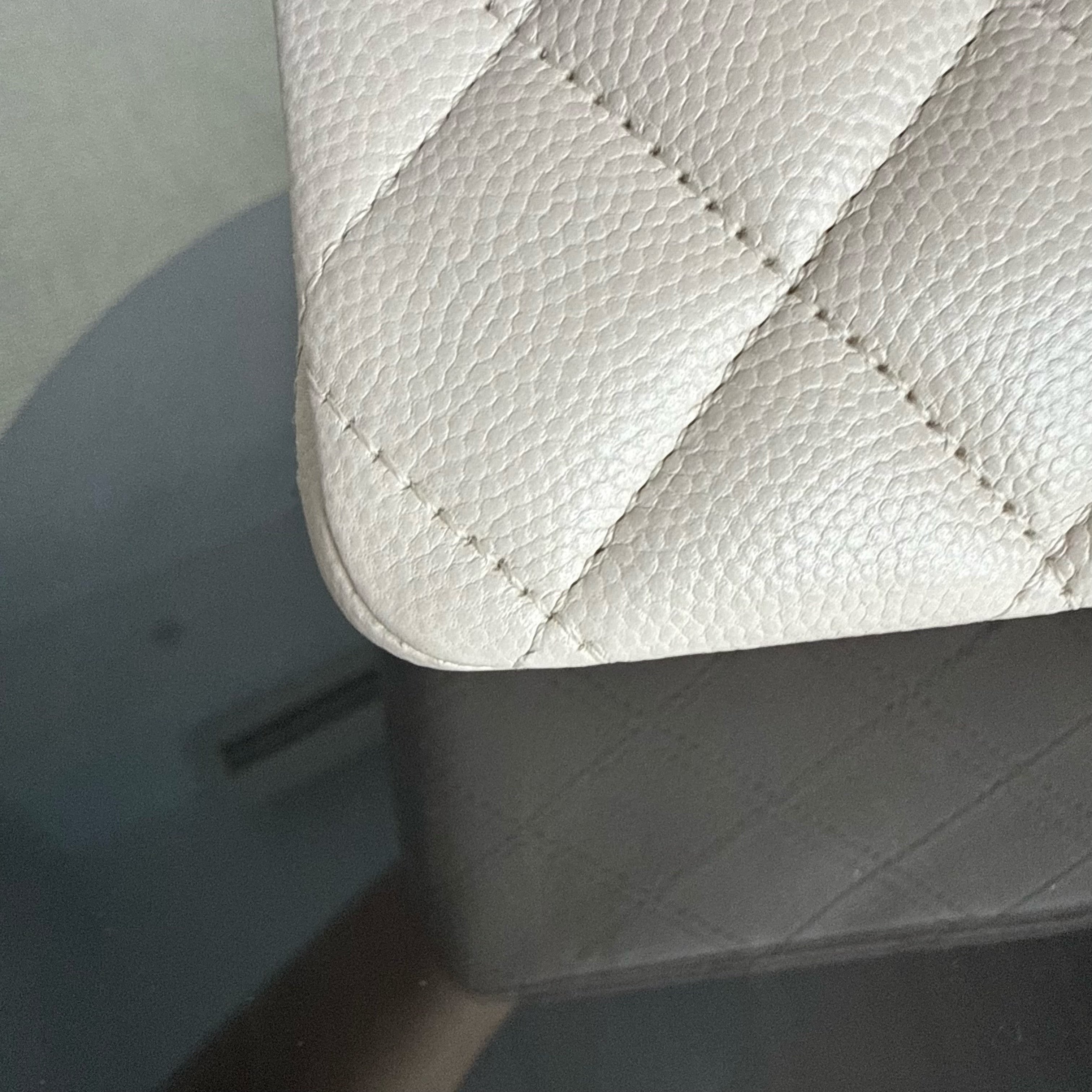 Chanel Classic Flap Medium - Caviar 25CM Quilted Double Flap Light Gray Grey Silver Hardware Series 26