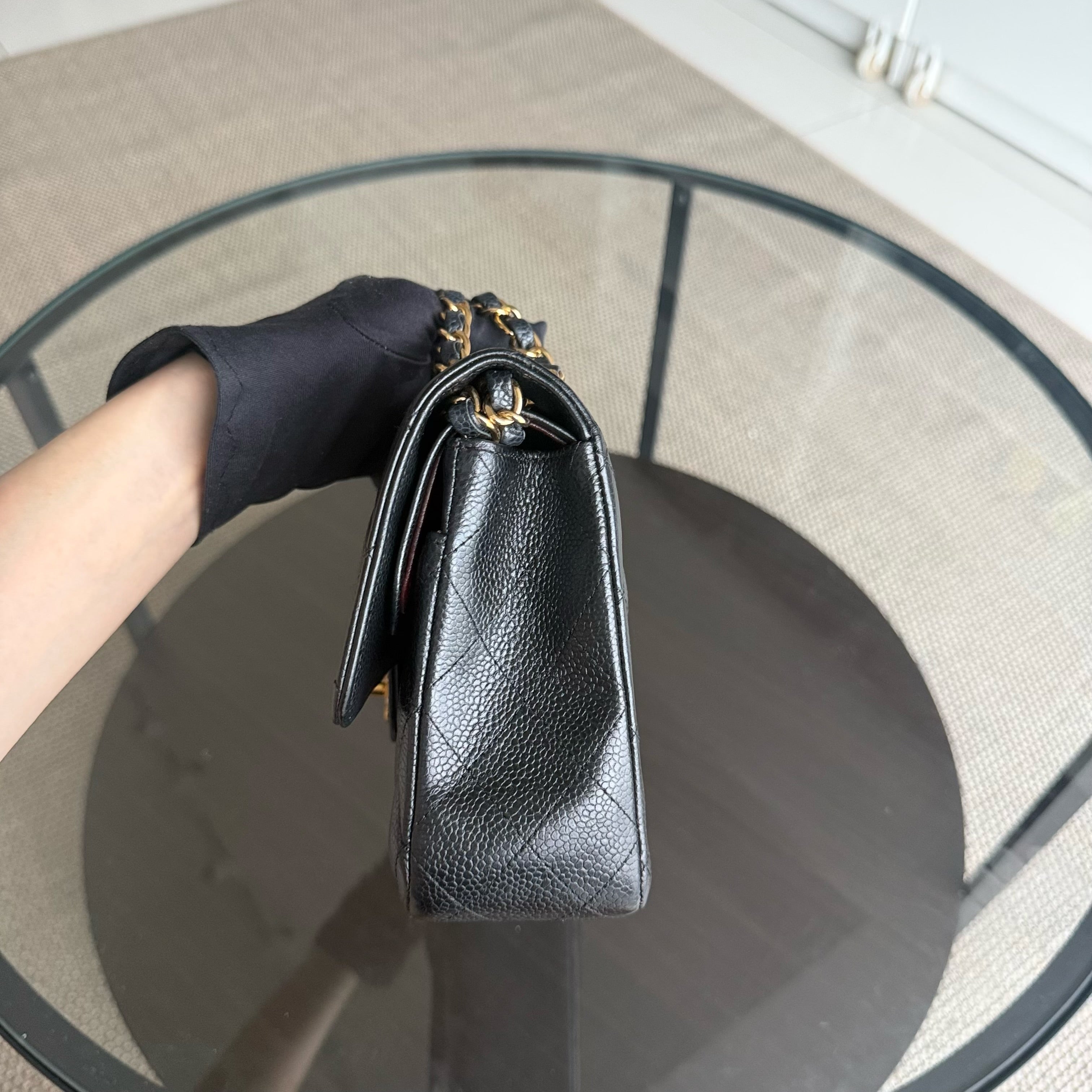 Chanel Classic Flap Medium - Caviar 25CM Quilted Grained Calfskin Black Gold Hardware Series 23