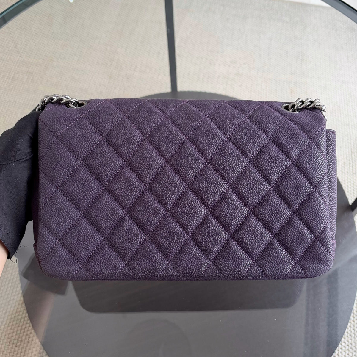Chanel Caviar Easy Flap - 30CM Quilted Caviar Purple RSHW Series 16