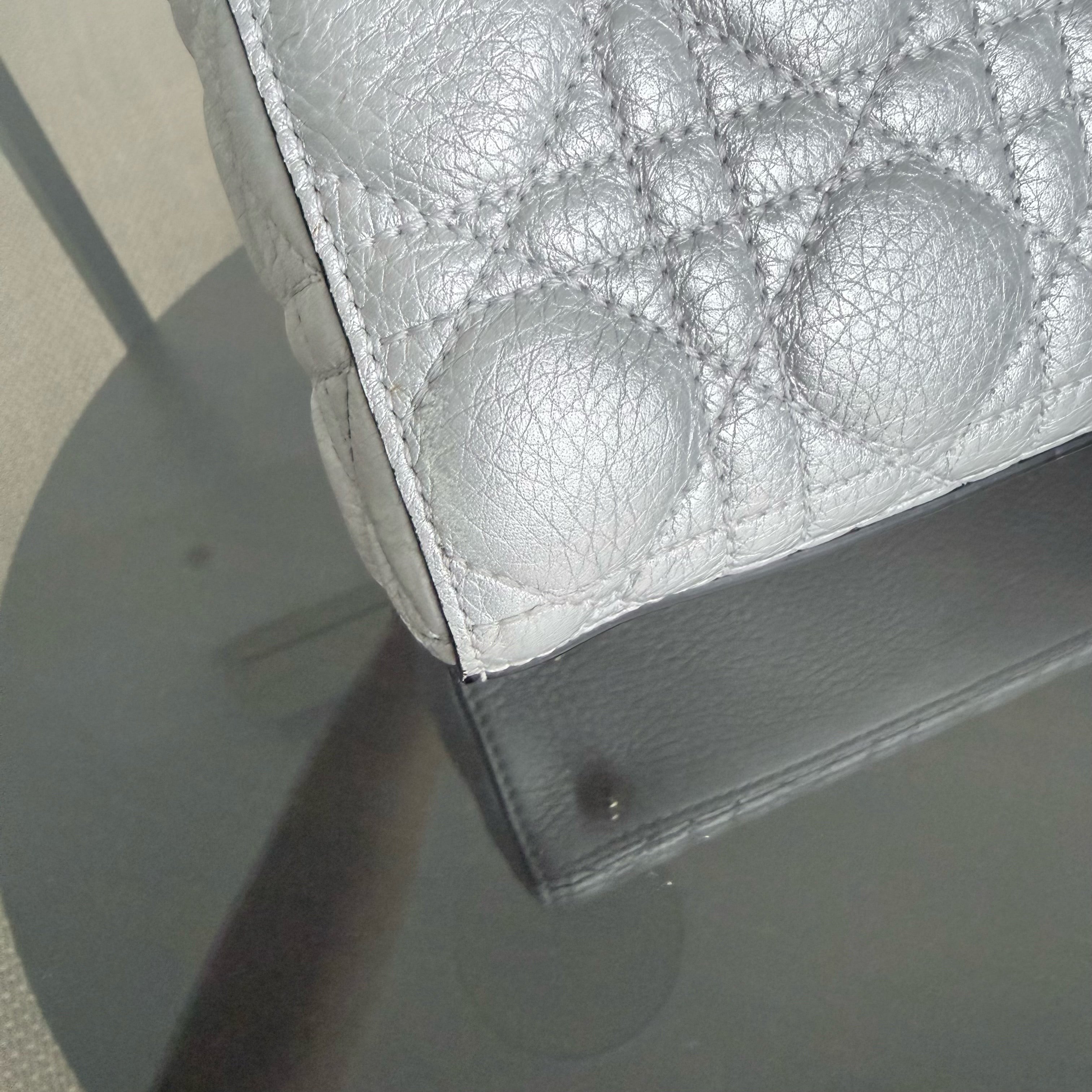 Dior Lady Small - Cannage Gray Calfskin Gold Hardware