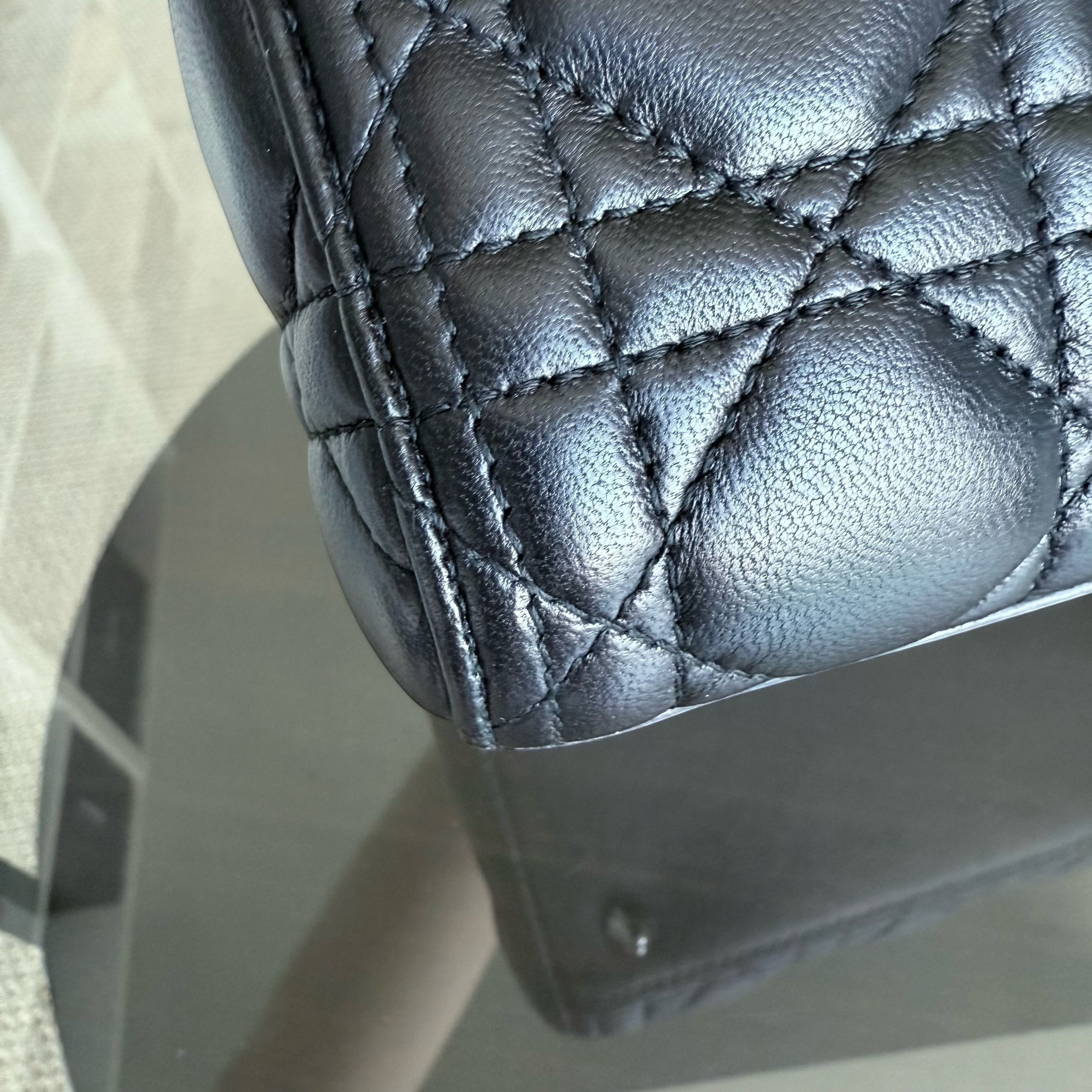 Dior Lady Medium - Cannage Lambskin Black Silver Hardware