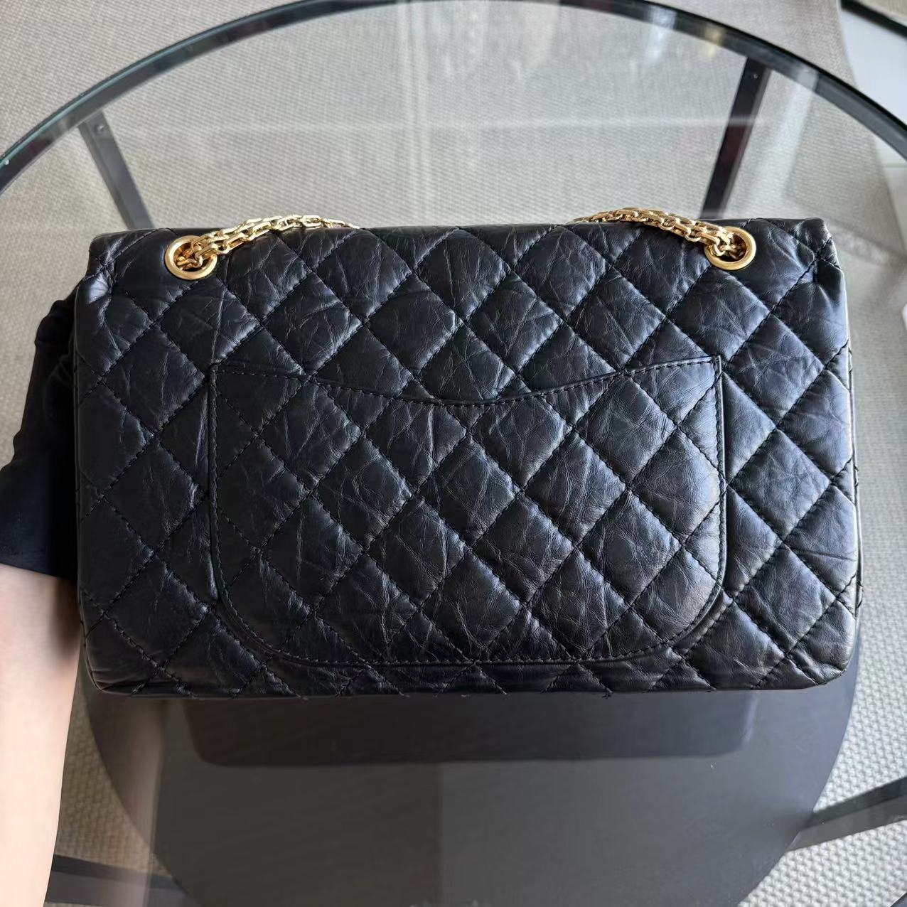 2.55 227 30CM Quilted Calfskin Black Golden Hardware Series 13