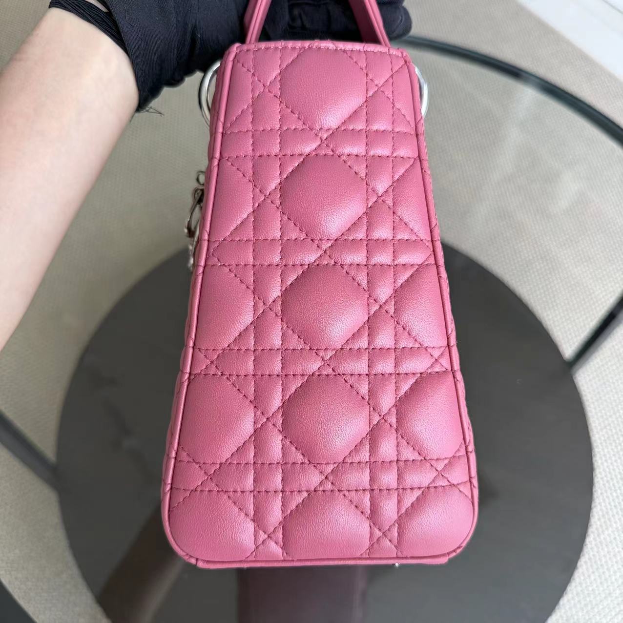 Dior Lady Medium - Cannage Lambskin Pink Silver Hardware