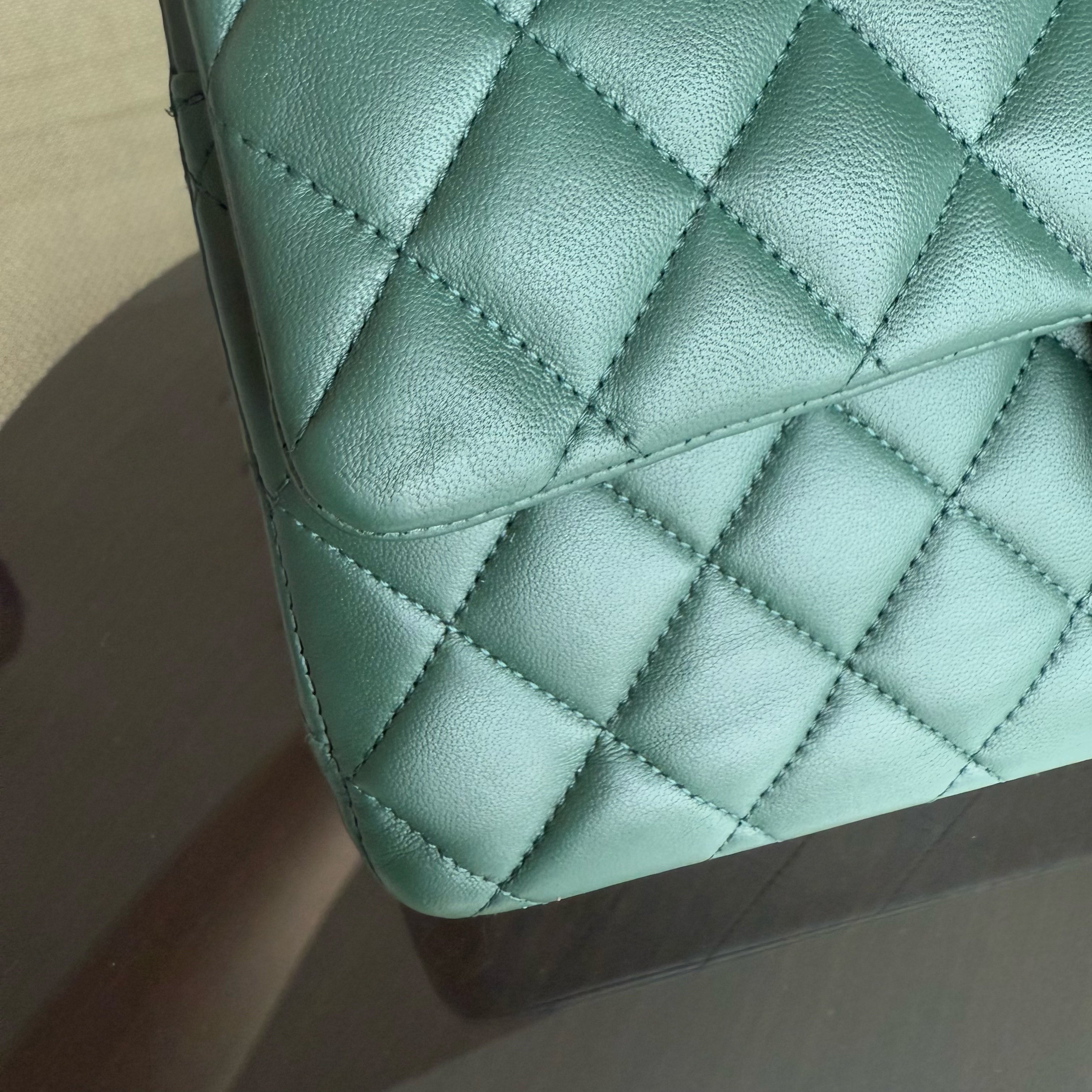 Chanel Classic Flap Medium - 25CM Quilted Lambskin Dark Green Silver Hardware Series 23