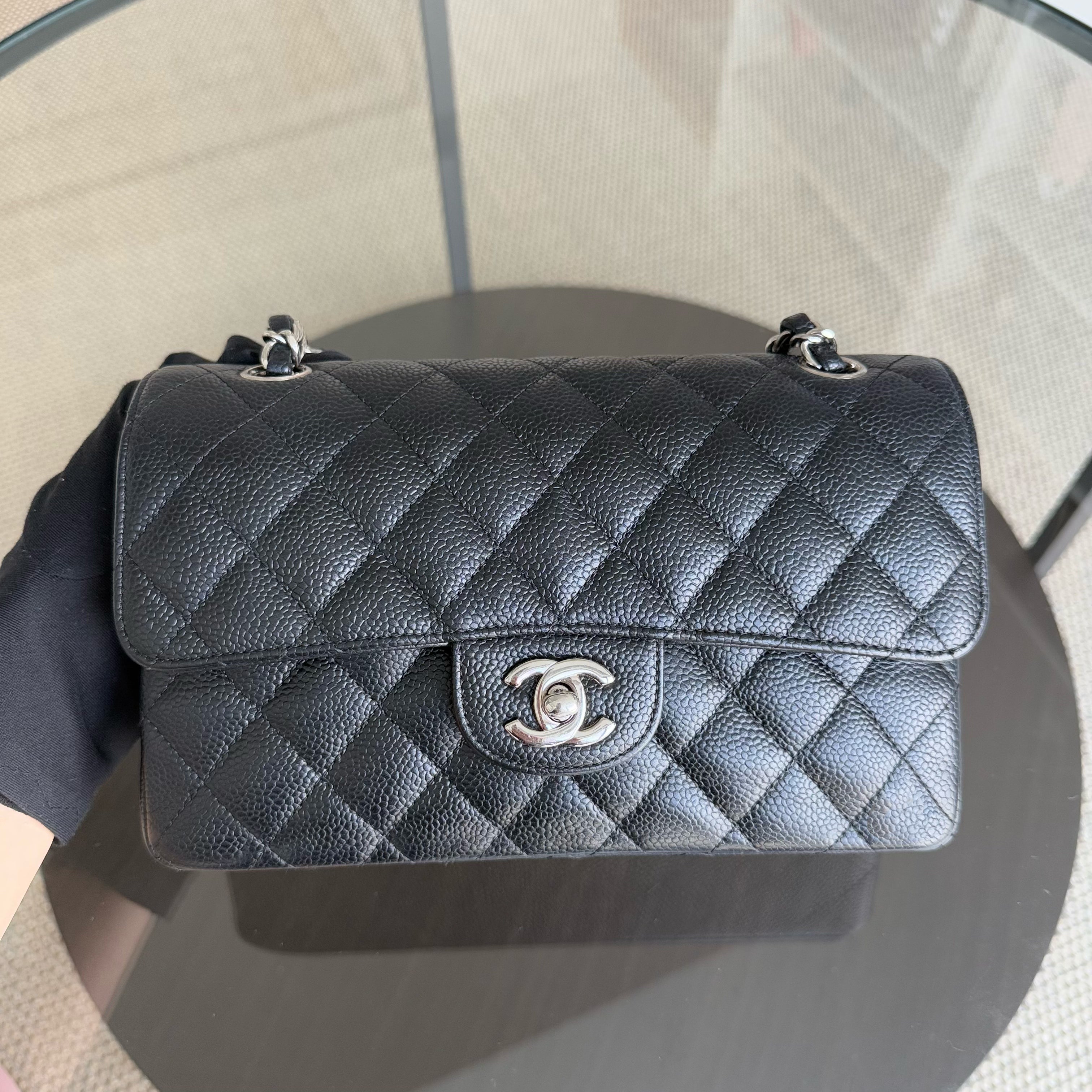 Chanel Classic Flap Small - Caviar 23CM Quilted Black Silver Hardware Series 15