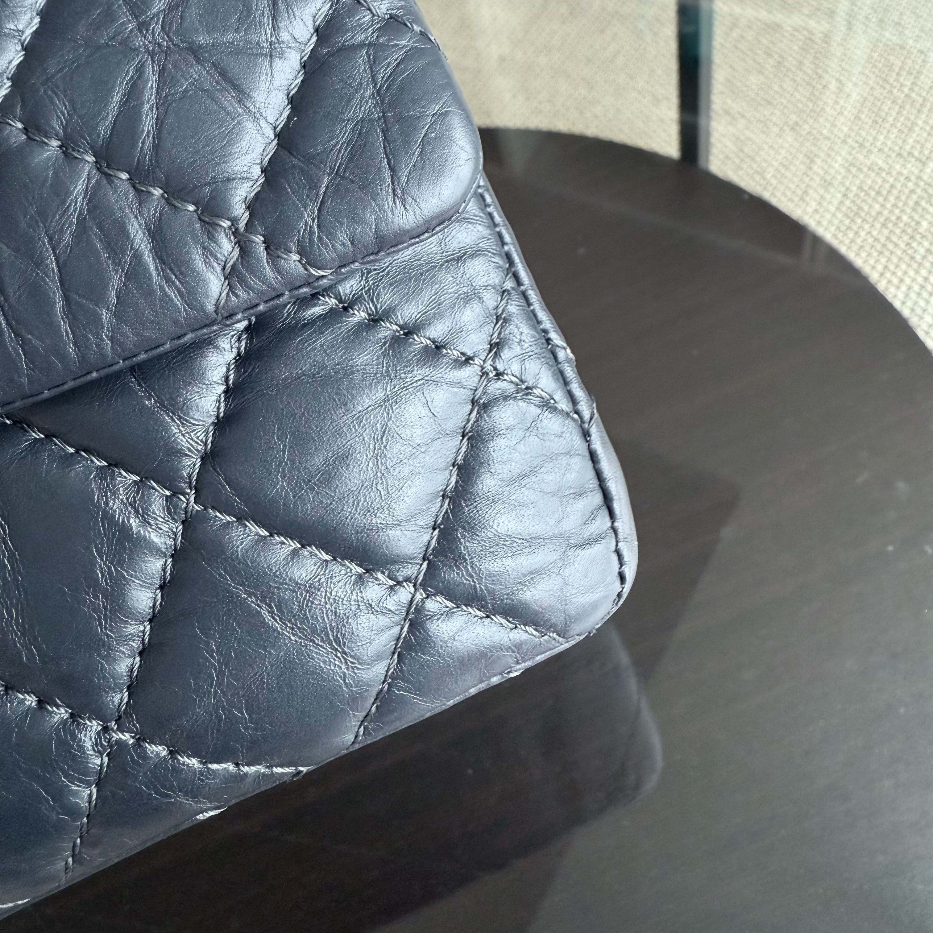 Chanel 2.55 Reissue 226 - Aged Quilted Calfskin Dark Grey Gray Ruthenium Silver Hardware Series 16