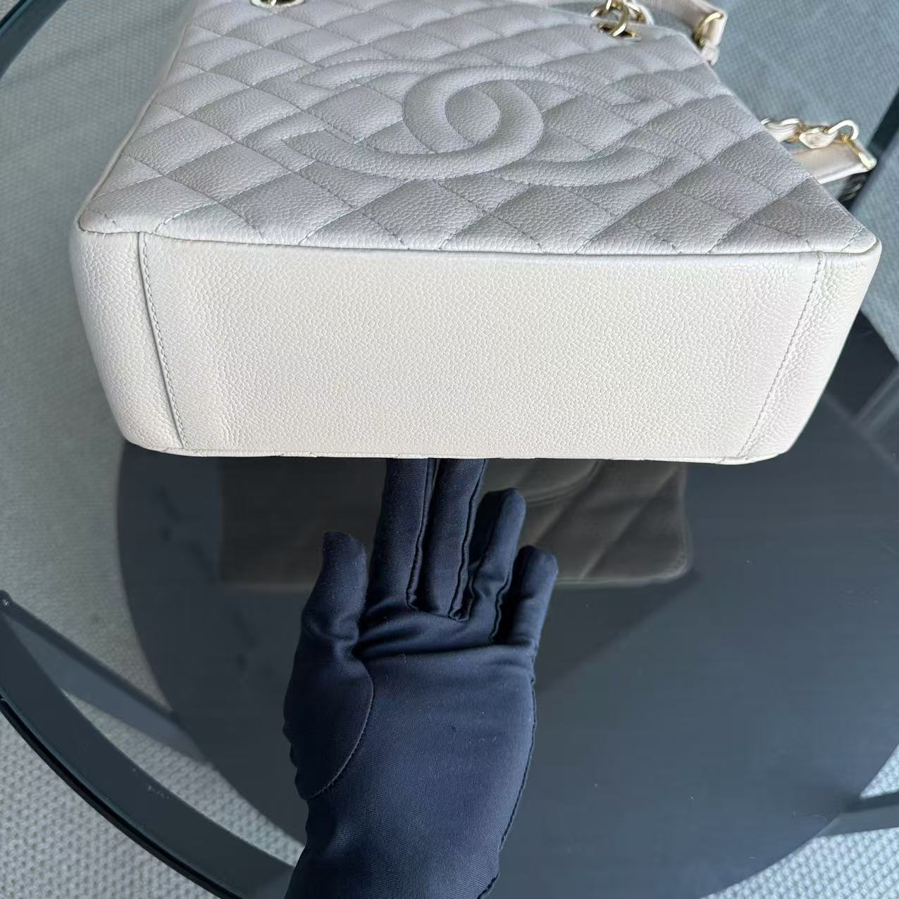 Chanel PST Petite Shopping Tote - Caviar Quilted Beige Gold