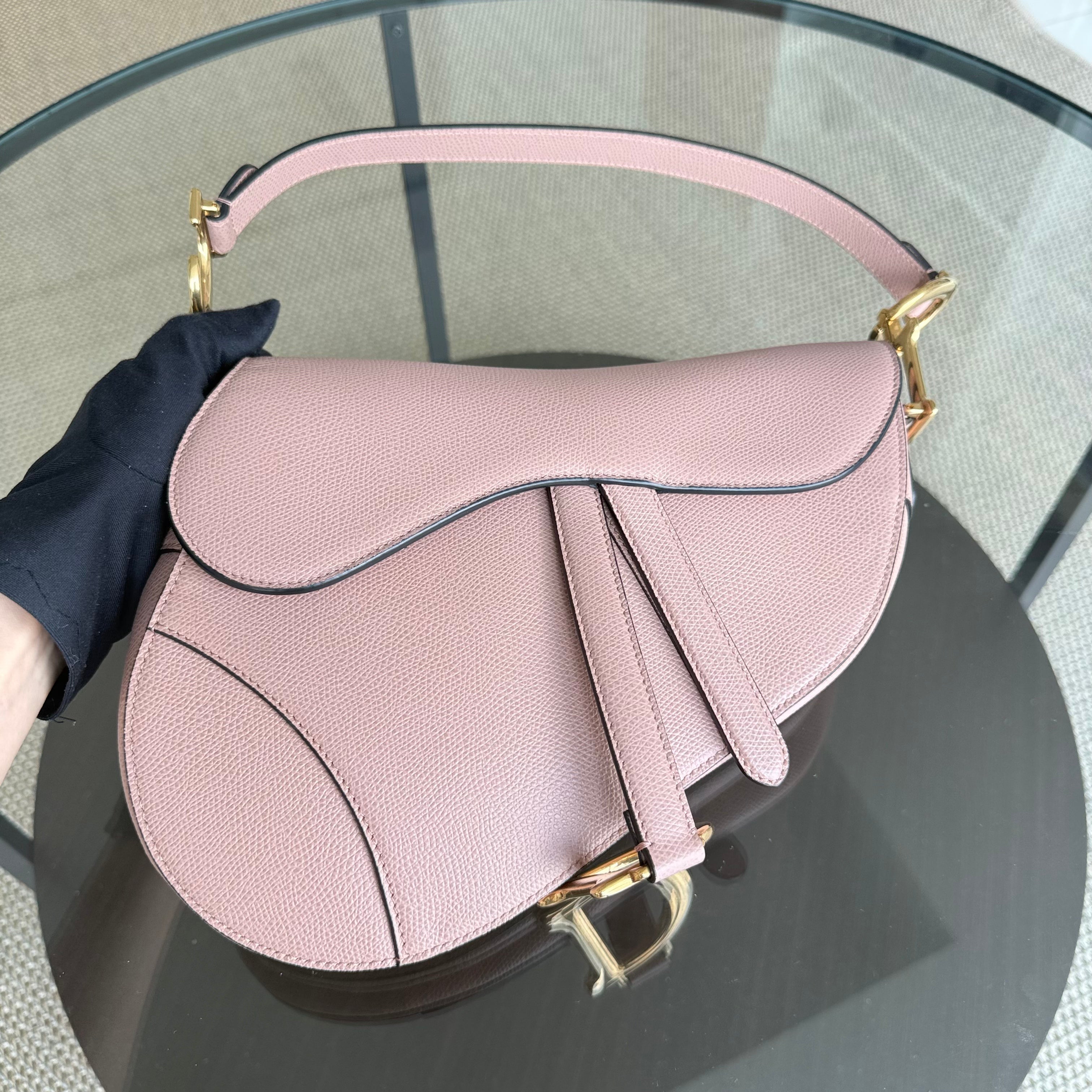 Dior Saddle Medium - Grained Calfskin Blush Gold Hardware