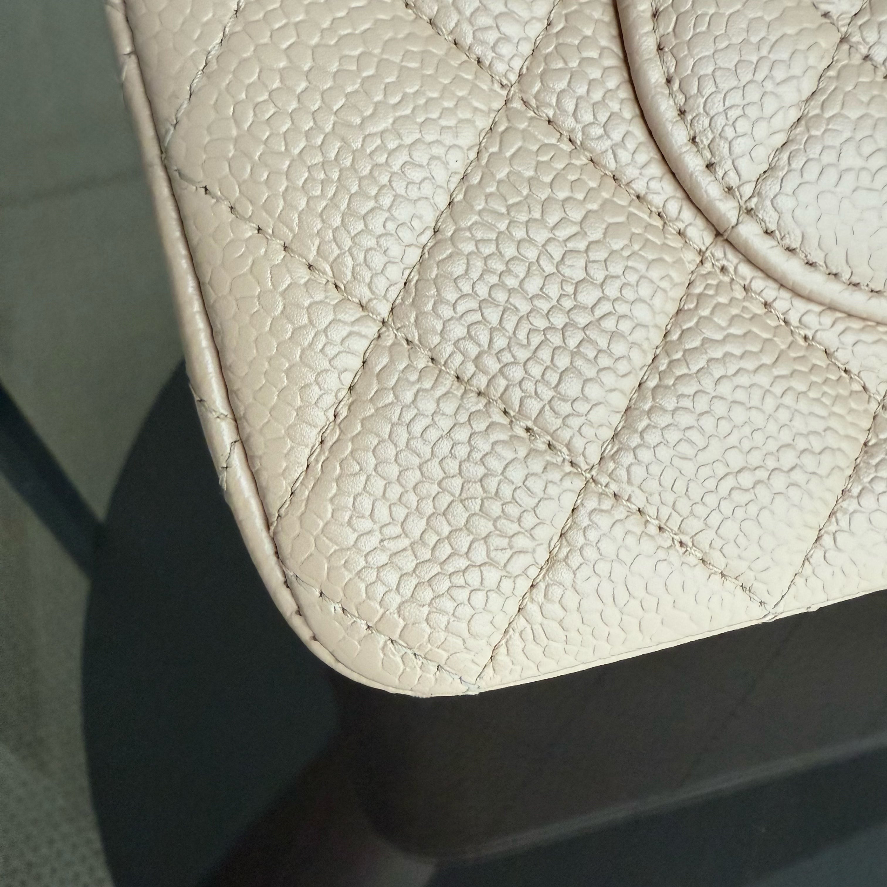 Chanel Classic Flap Medium - Caviar 25CM Quilted Beige 24K Gold Hardware Series 12