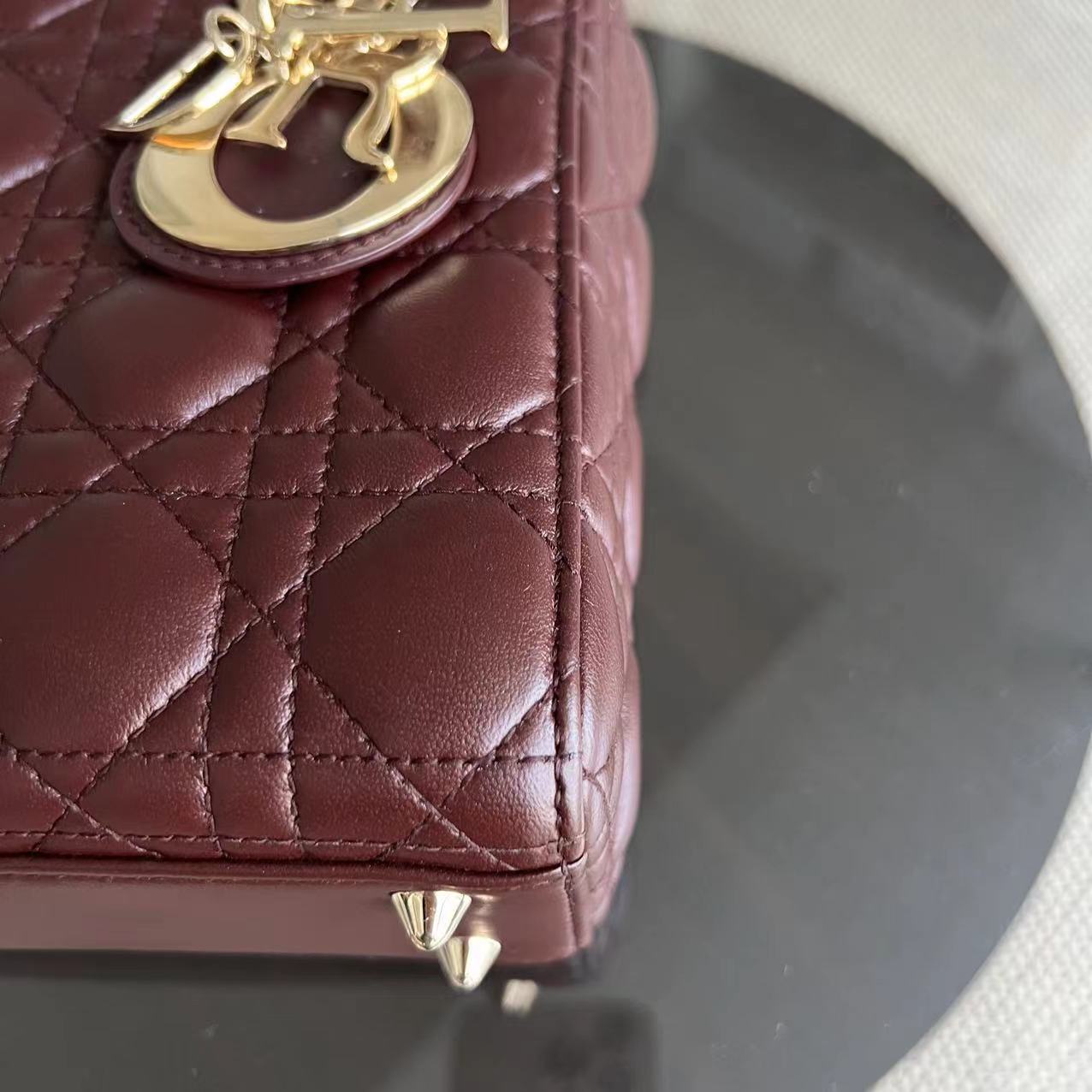 Lady Small Cannage Lambskin ABC MYABC Burgundy Golden Hardware