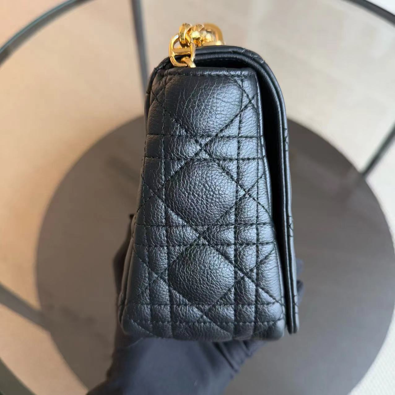 Dior Caro Medium - Cannage Grained Calfskin Black Gold Hardware