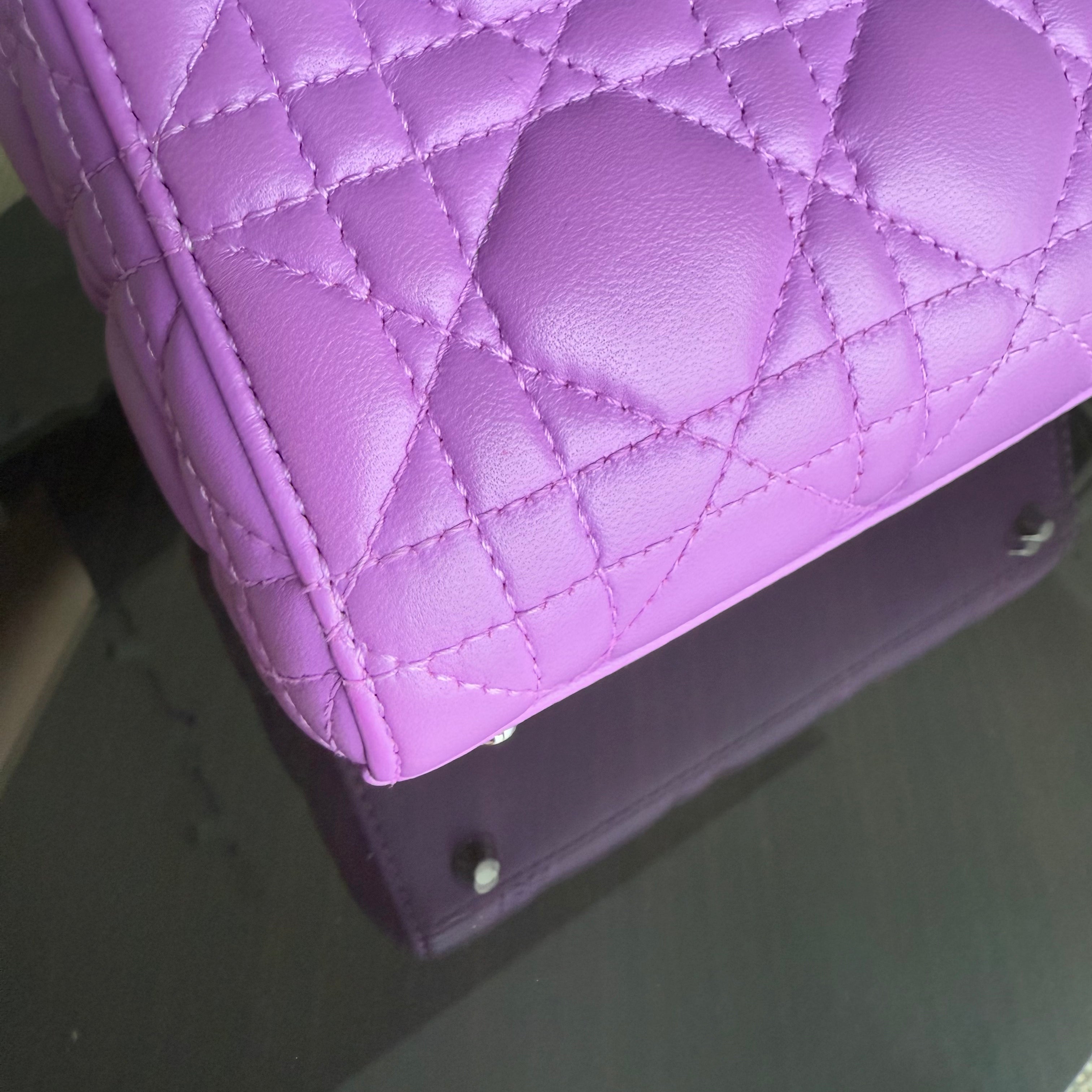 Dior Lady Mini - Cannage Lambskin Purple Silver Hardware