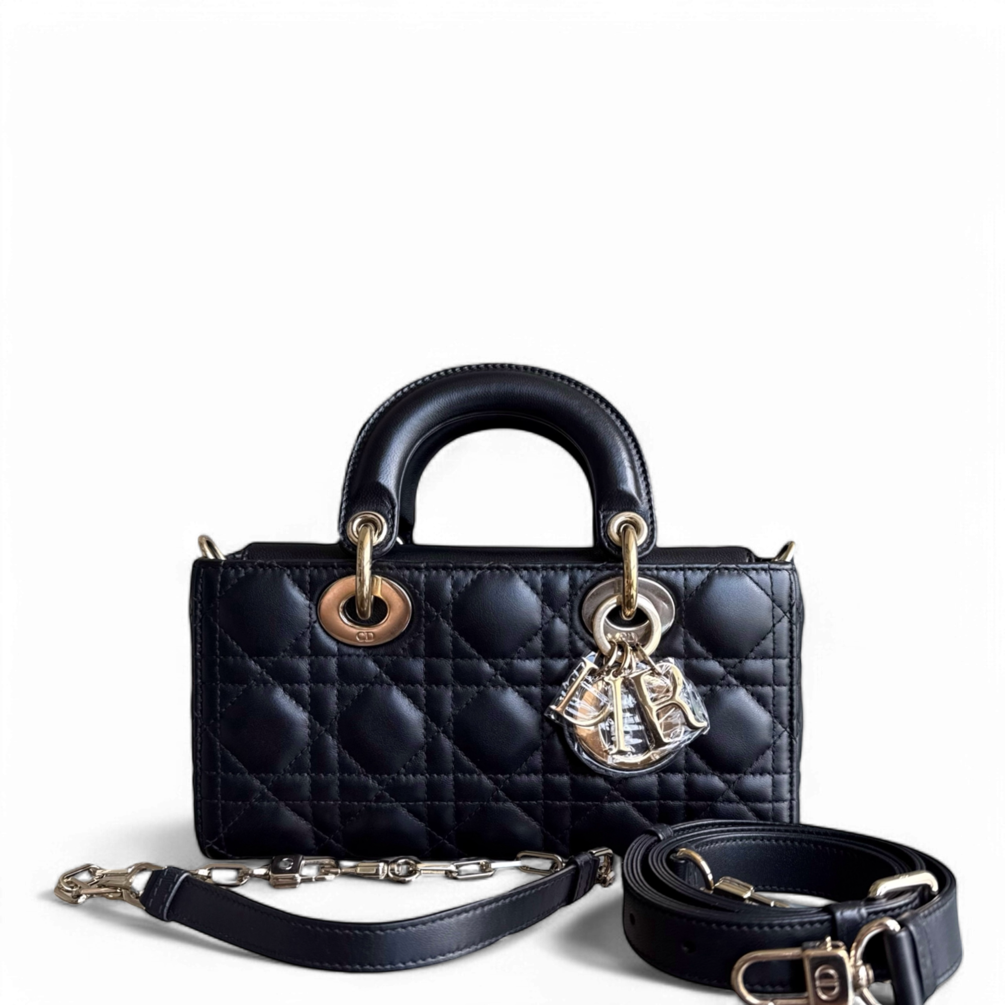 Dior D-Joy Small Lady - Cannage Lambskin Black Gold Hardware