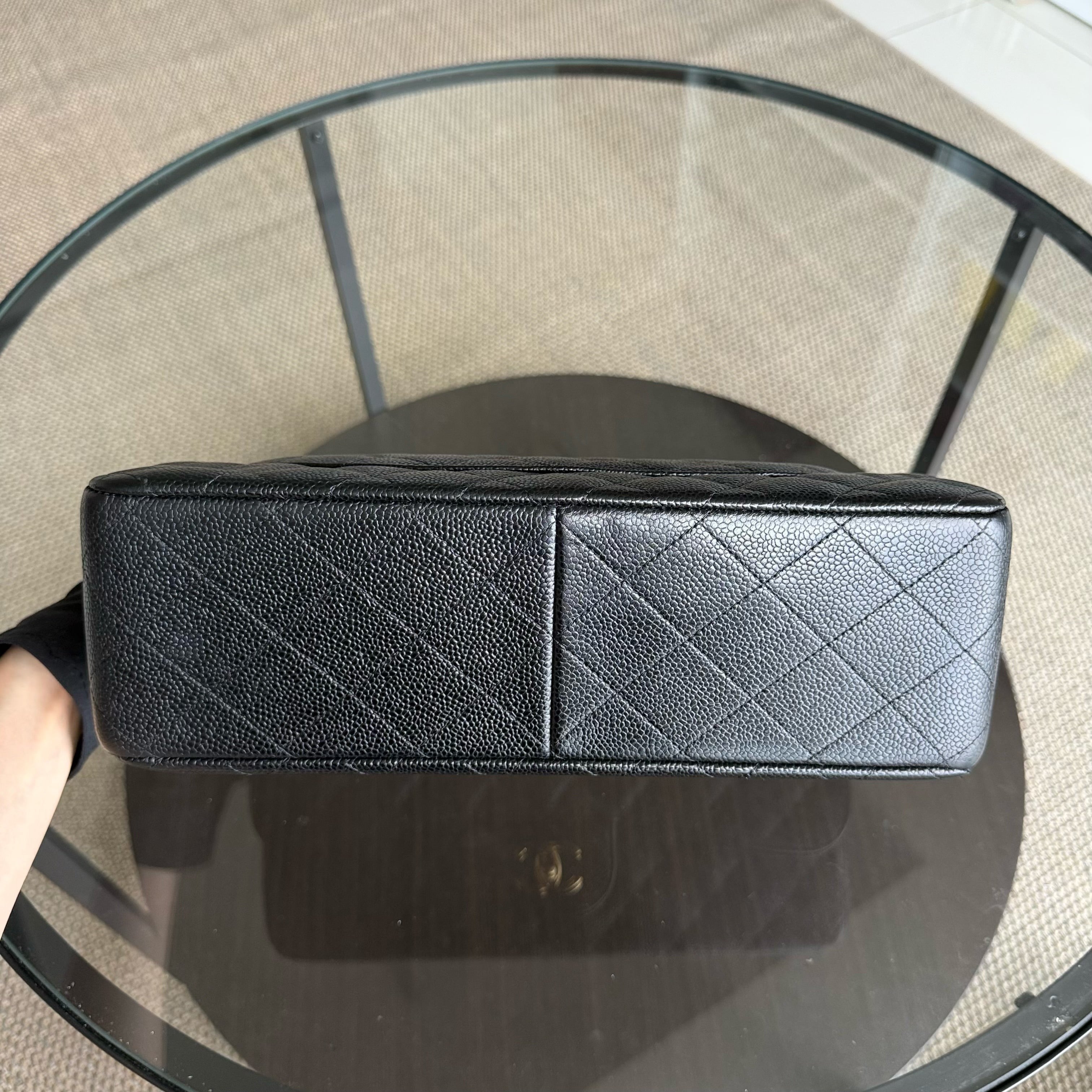 Chanel Classic Flap Jumbo - Caviar 30CM Double Flap Quilted Grained Calfskin Black Gold Hardware