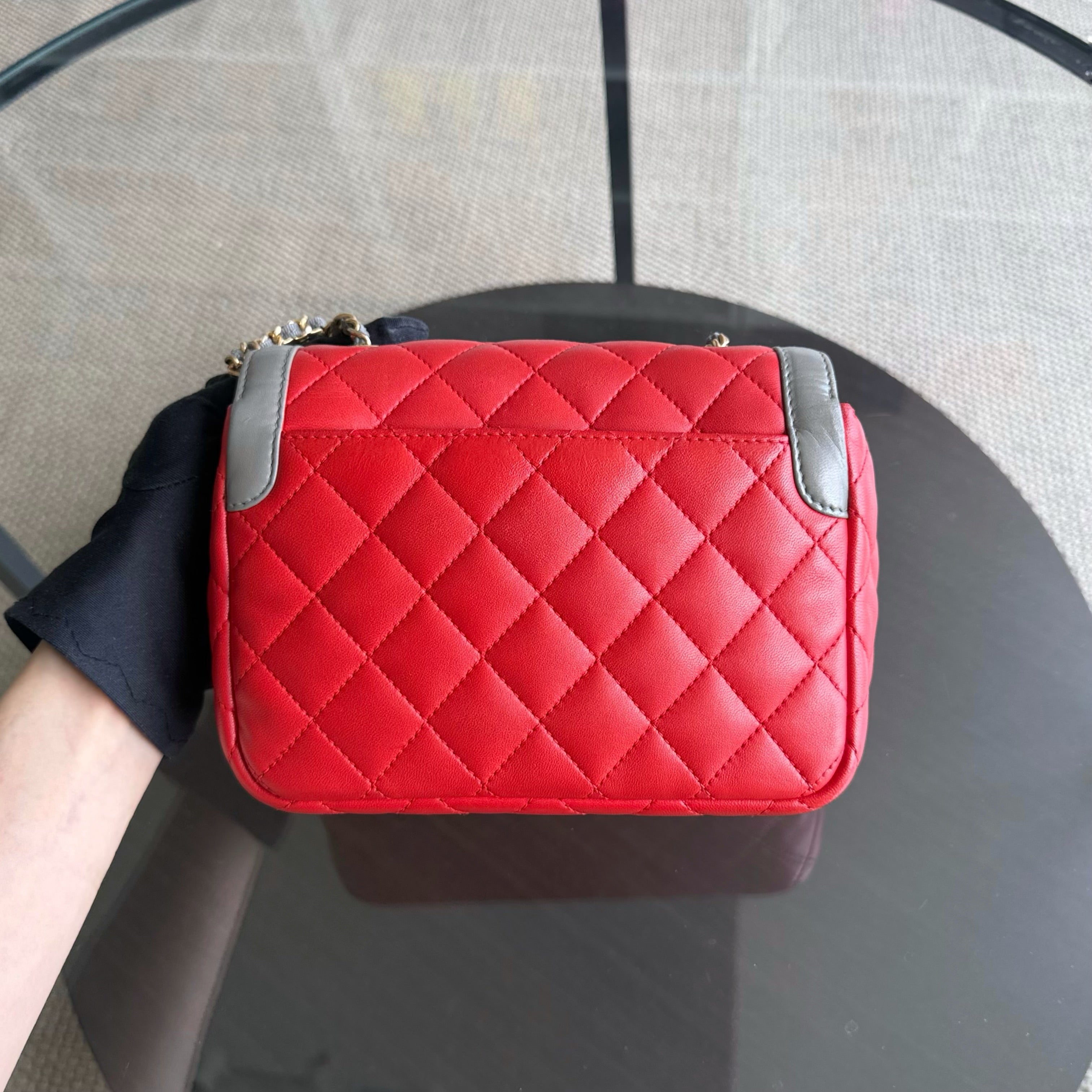 Chanel Seasonal Flap Two-Tone Quilted Lambskin Red Grey GHW No 23