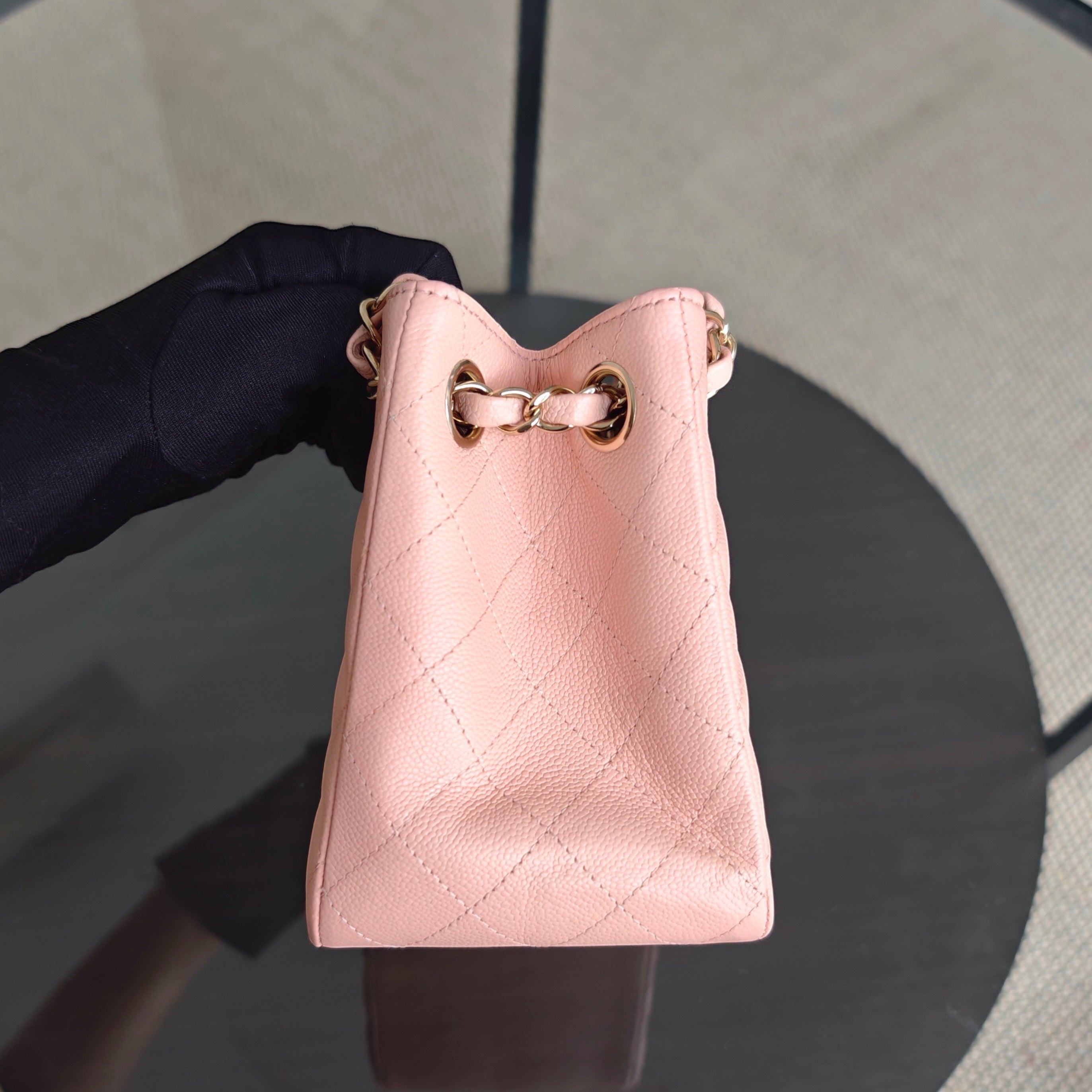 Chanel Bucket Bag - 16CM in the Light Pink Caviar LGHW Microchip