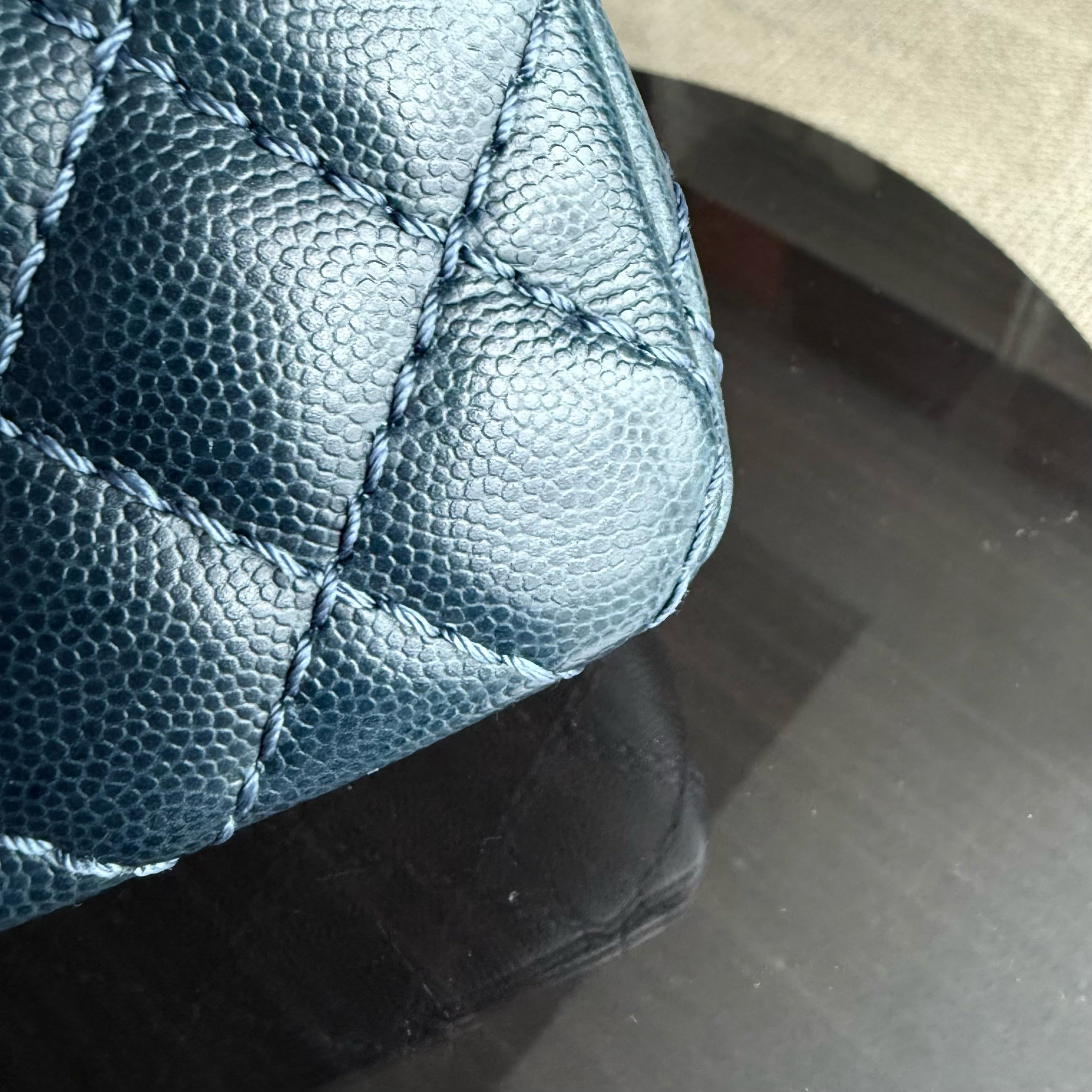 Chanel Classic Flap Medium - Caviar 25CM Quilted Grained Calfskin Dark Blue Silver Hardware Series 23