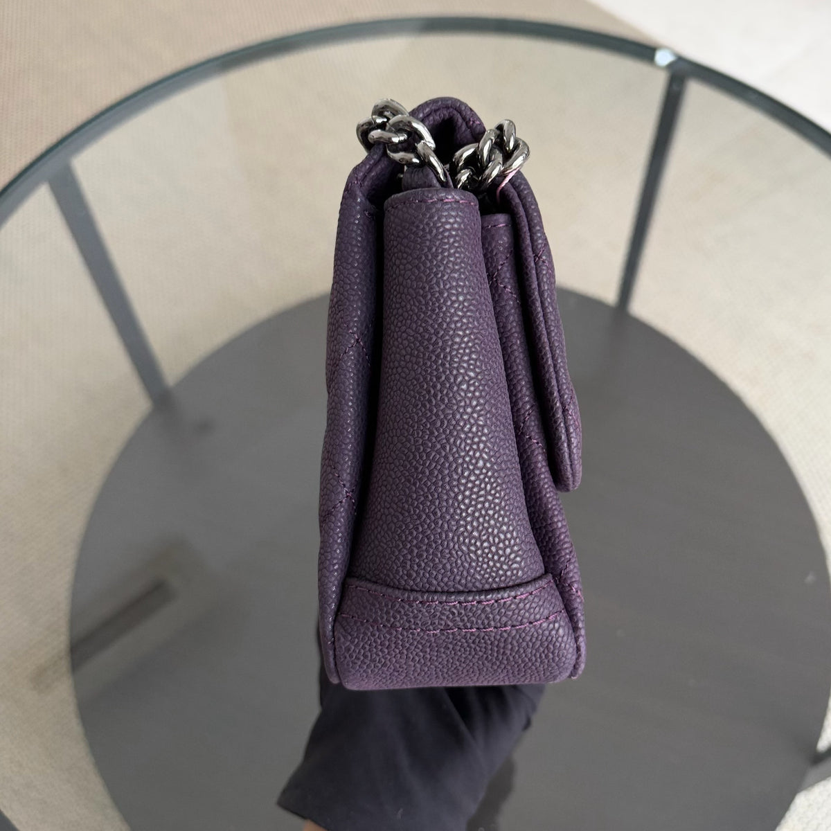 Chanel Caviar Easy Flap - 30CM Quilted Caviar Purple RSHW Series 16