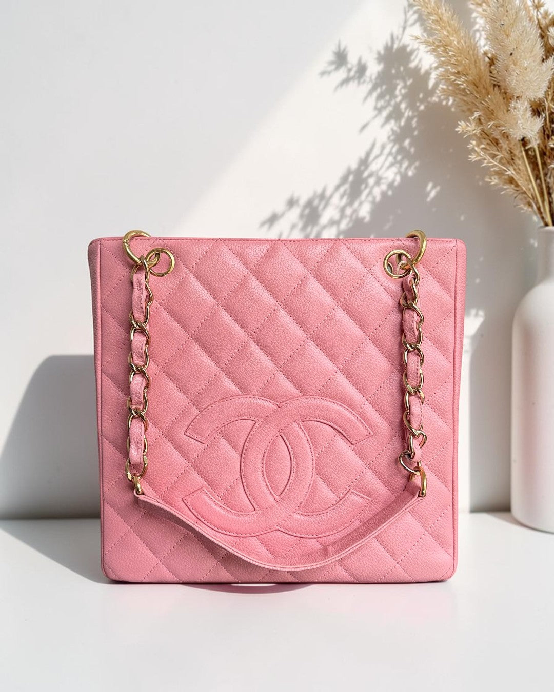 Chanel PST Petite Shopping Tote - Caviar Quilted Light Pink Gold Hardware Series 8